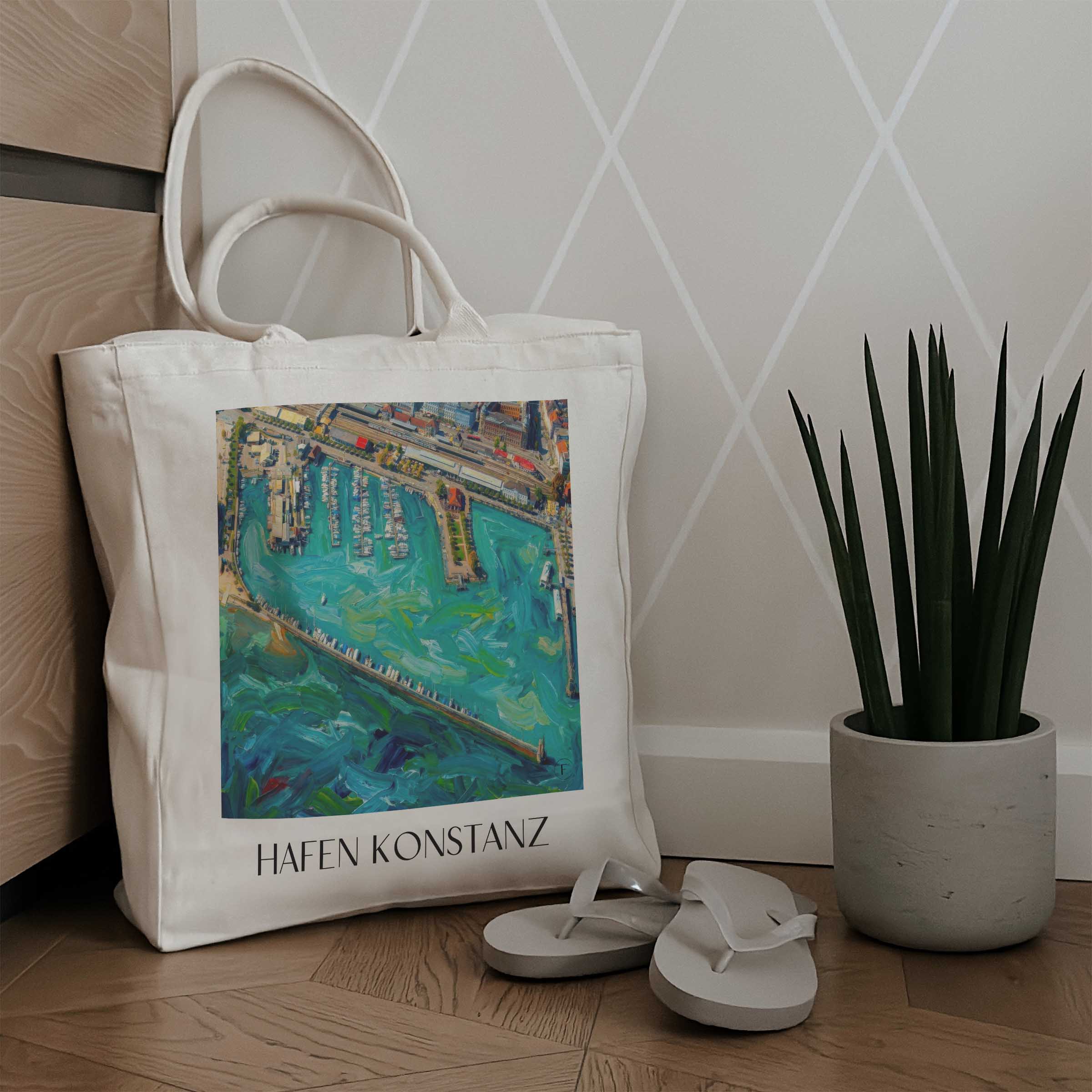 hafen-konstanz-deutschland-einkaufstasche-oil-painting-oelgemaelde