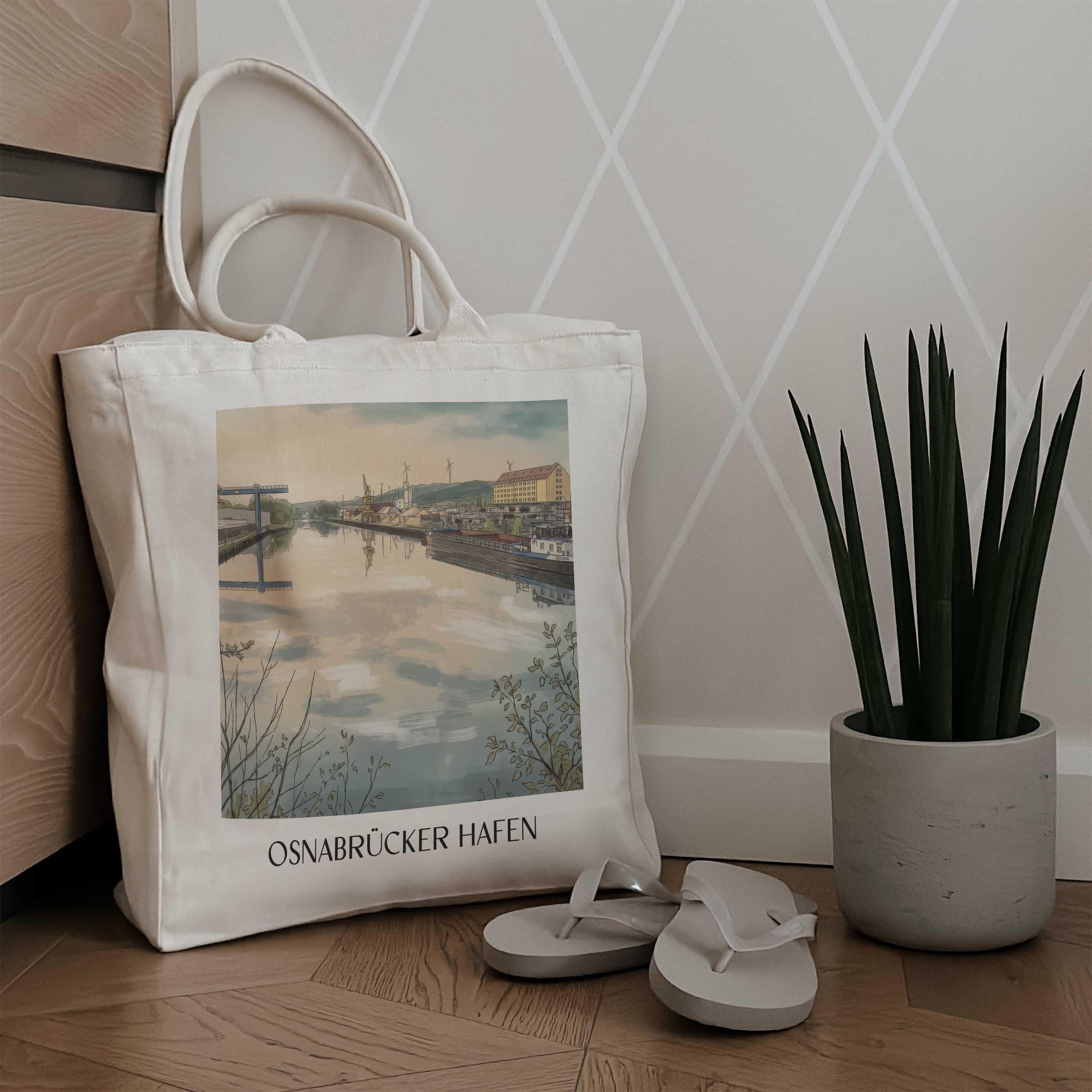 hafen-osnabrück-deutschland-einkaufstasche-aquarell