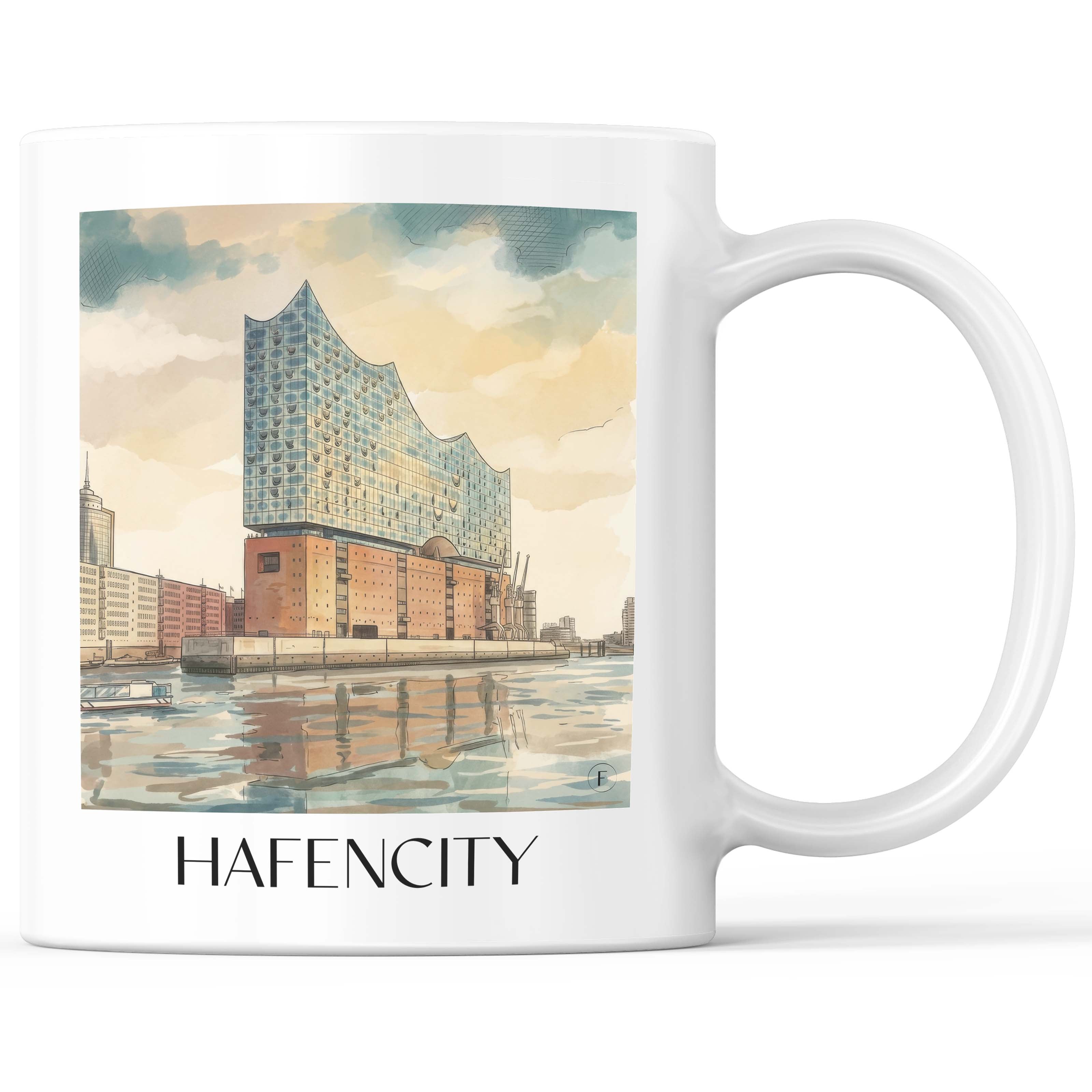 Hafencity Kaffeebecher - Hamburg - Deutschland Becher - Kaffeetasse im Aquarell Stil - favplace