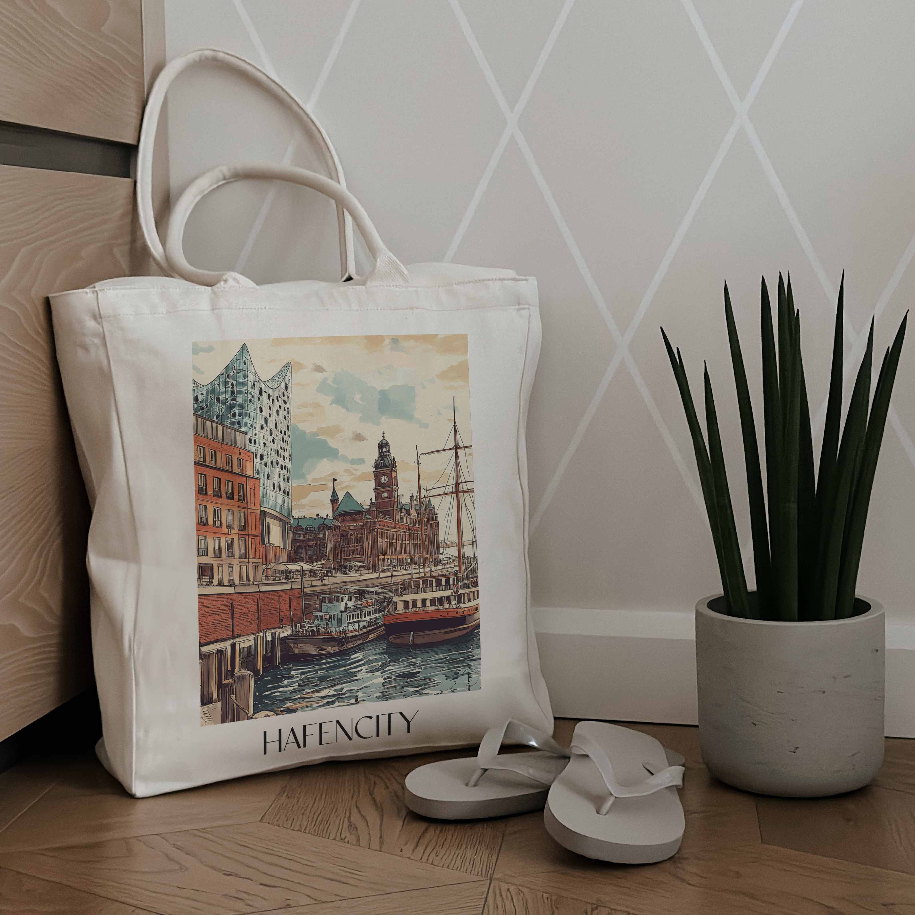 hafencity-hamburg-deutschland-einkaufstasche-aquarell