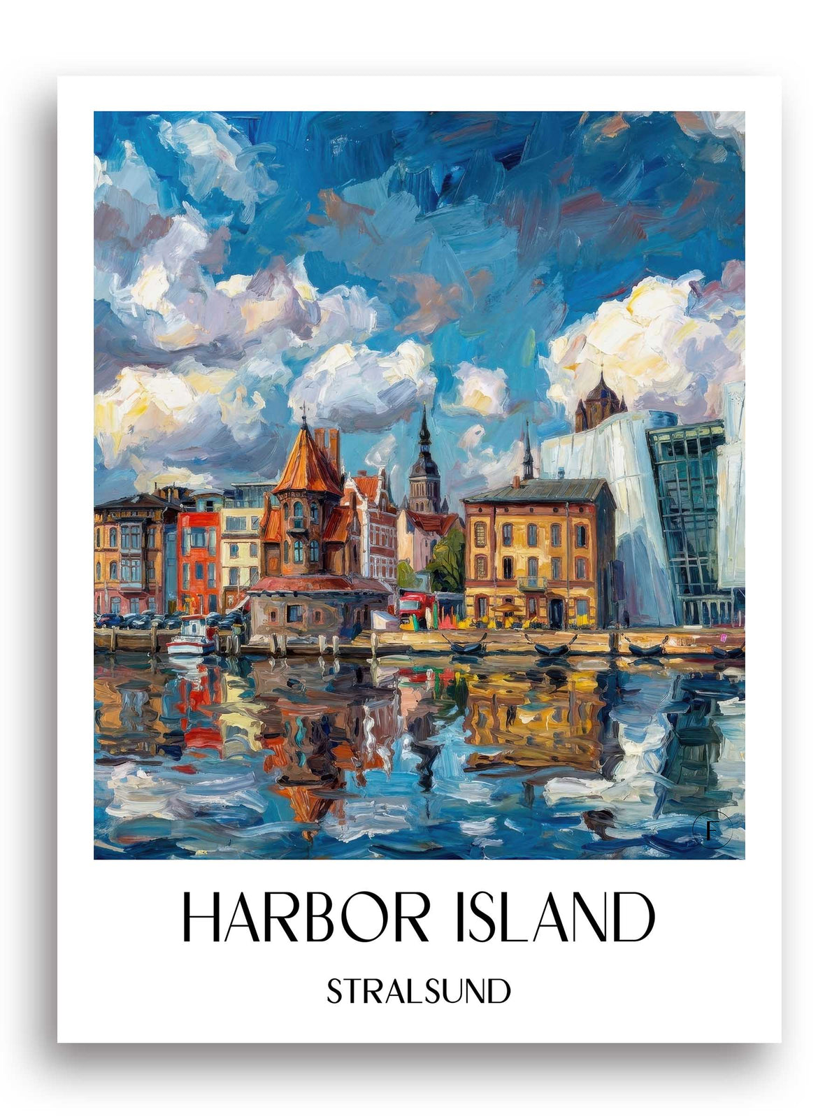 Hafeninsel Poster - Stralsund - Deutschland Kunstdruck - Ölgemälde von A4 bis A1 - favplace