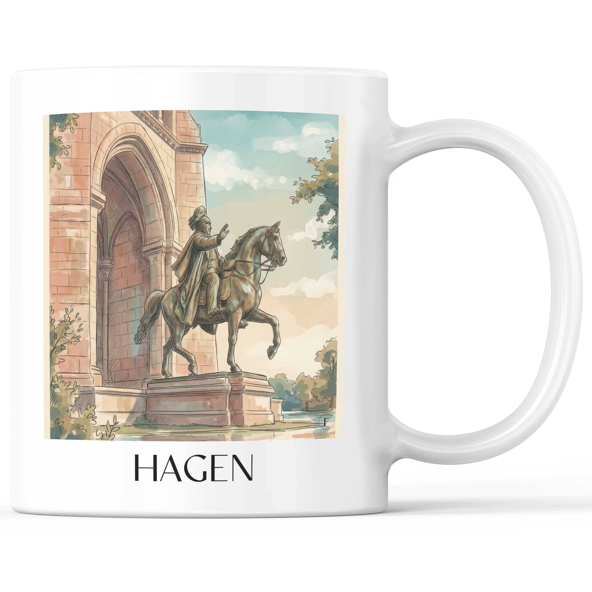 Hagen Kaffeebecher - Sauerland - Deutschland Becher - Kaffeetasse im Aquarell Stil - favplace