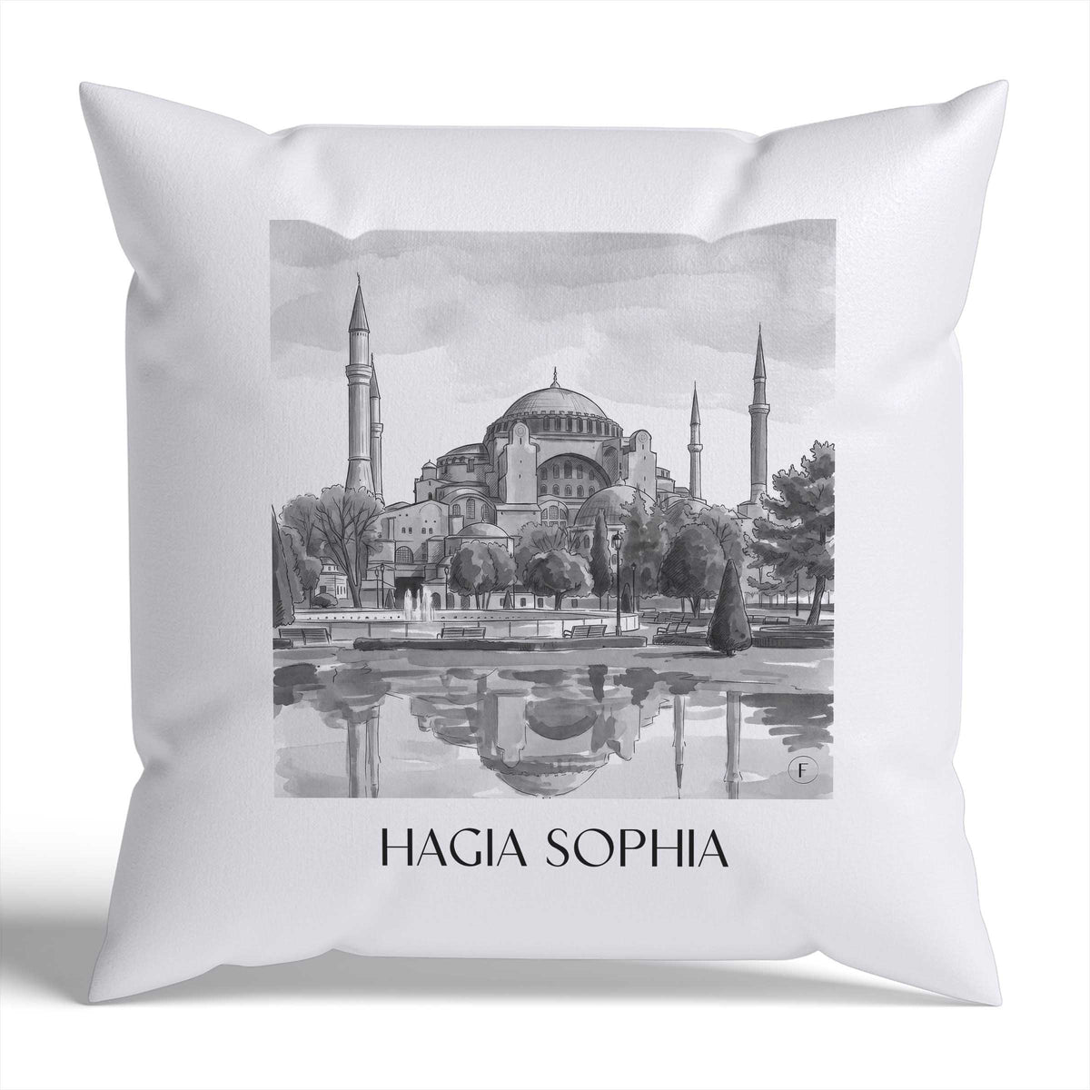 hagia-sophia-türkei-türkei-kissenbezug-aquarell-schwarz-weiss