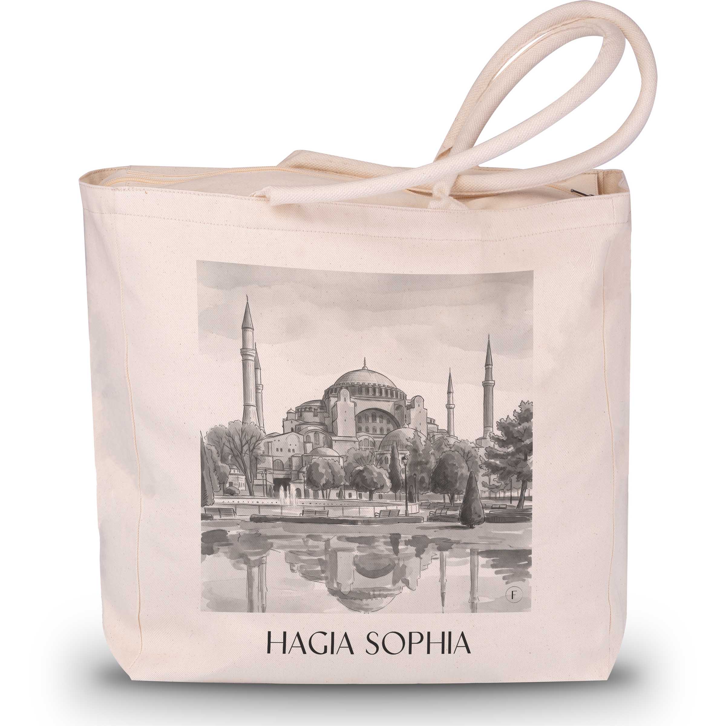 hagia-sophia-türkei-einkaufstasche-aquarell-schwarz-weiss