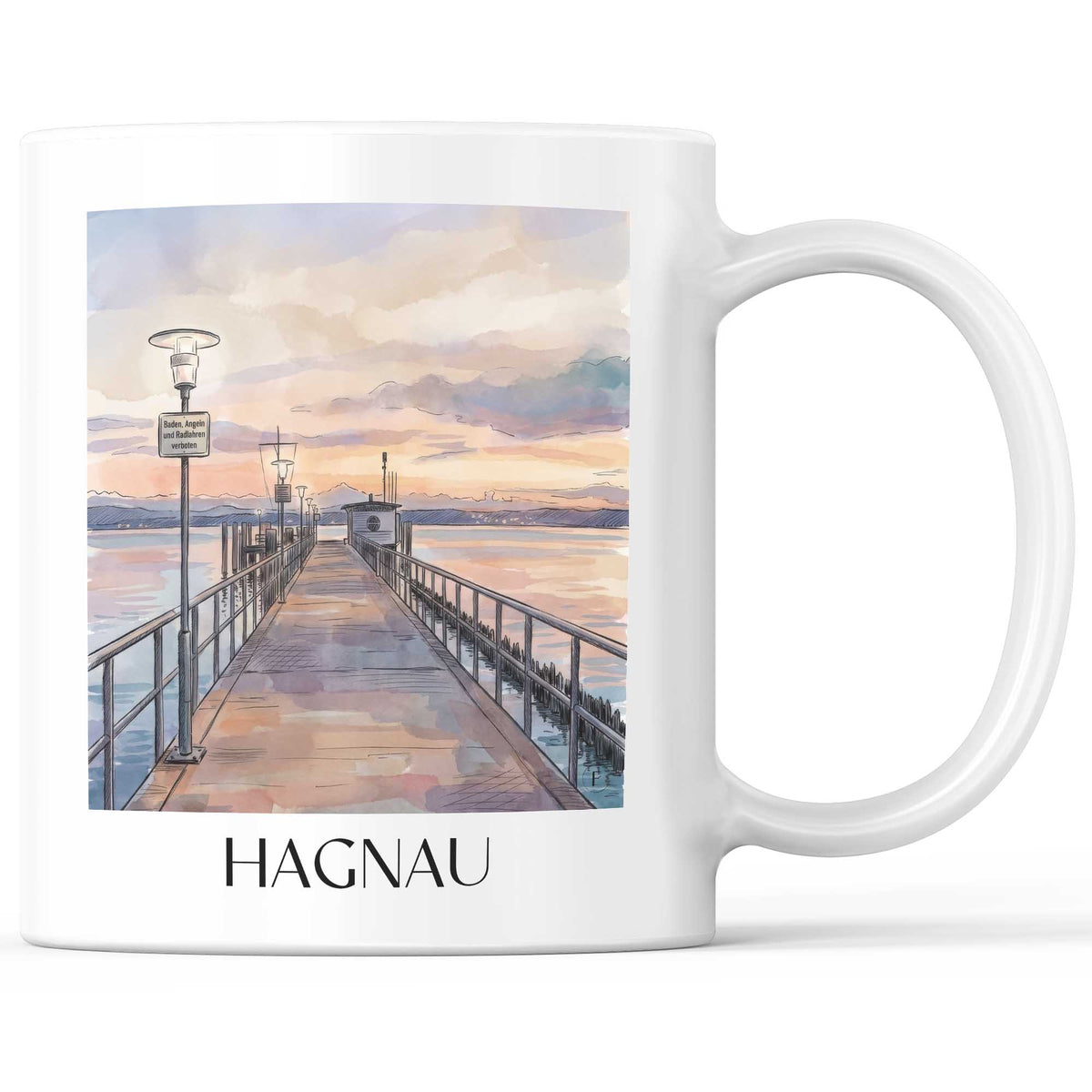 Hagnau Kaffeebecher - Bodensee - Deutschland Becher - Kaffeetasse im Aquarell Stil - favplace