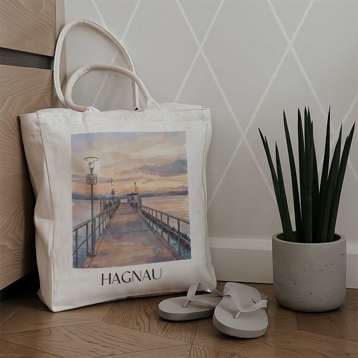 hagnau-bodensee-deutschland-einkaufstasche-aquarell