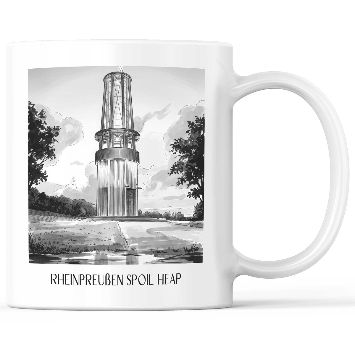 Halde Rheinpreußen Kaffeebecher - Moers - Deutschland Becher - Kaffeetasse im Aquarell Schwarz-Weiß Stil - favplace
