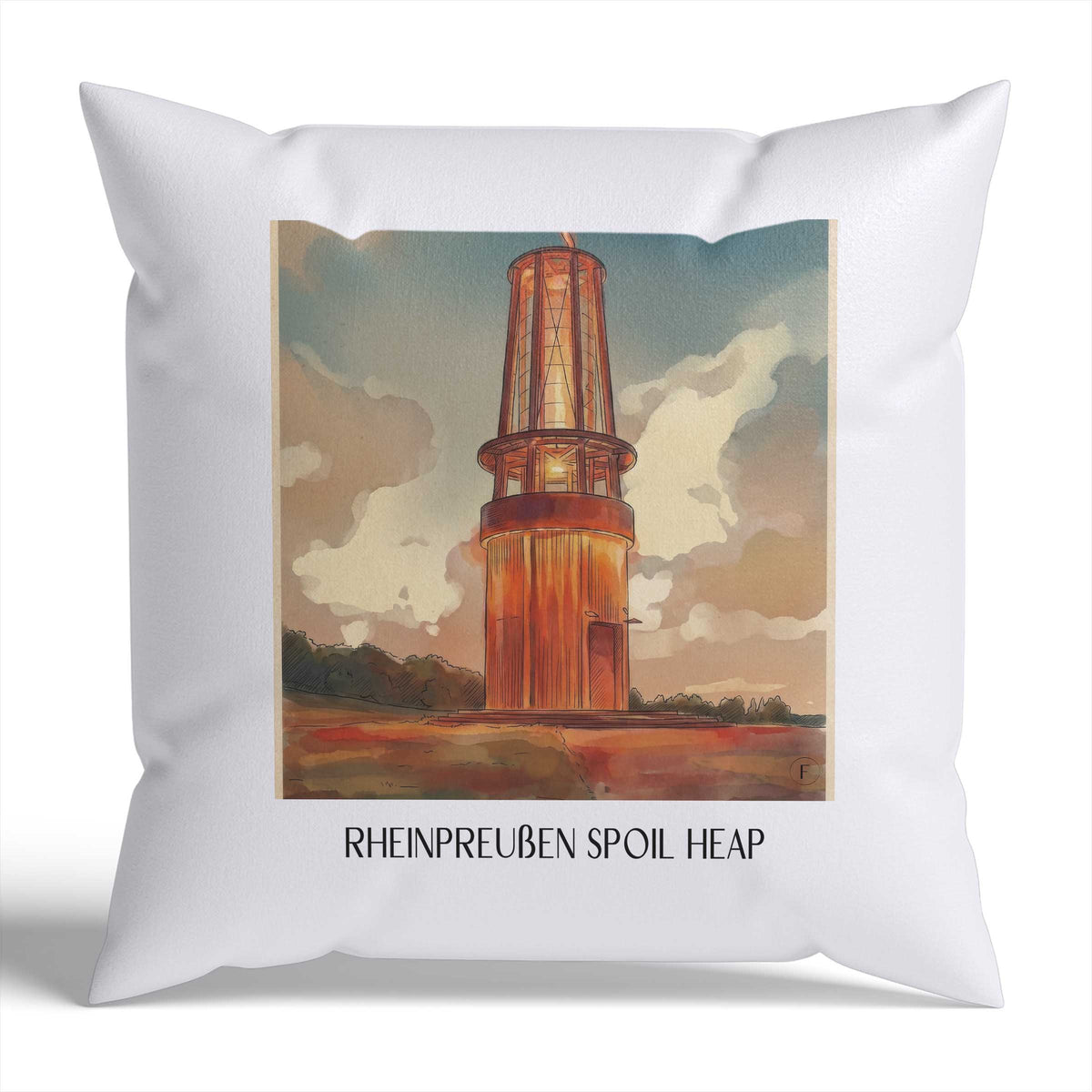 Halde Rheinpreußen Kissenhülle - Zierkissen Bezug - Moers - Deutschland Kissen bzw. Kissenbezug im Aquarell Stil - favplace