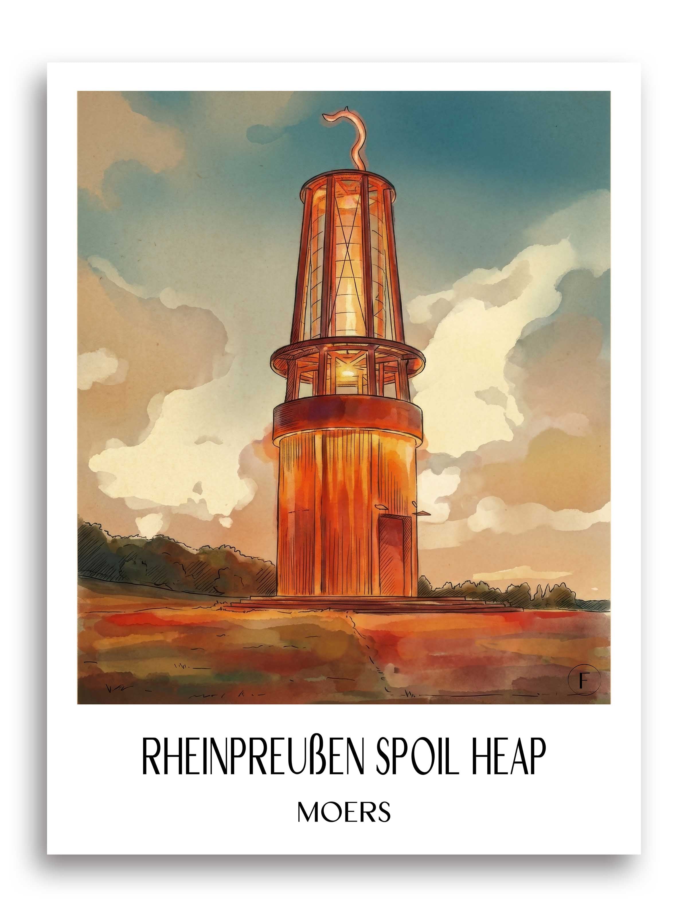 Halde Rheinpreußen Poster - Moers - Deutschland Kunstdruck - Aquarell von A4 bis A1 - favplace