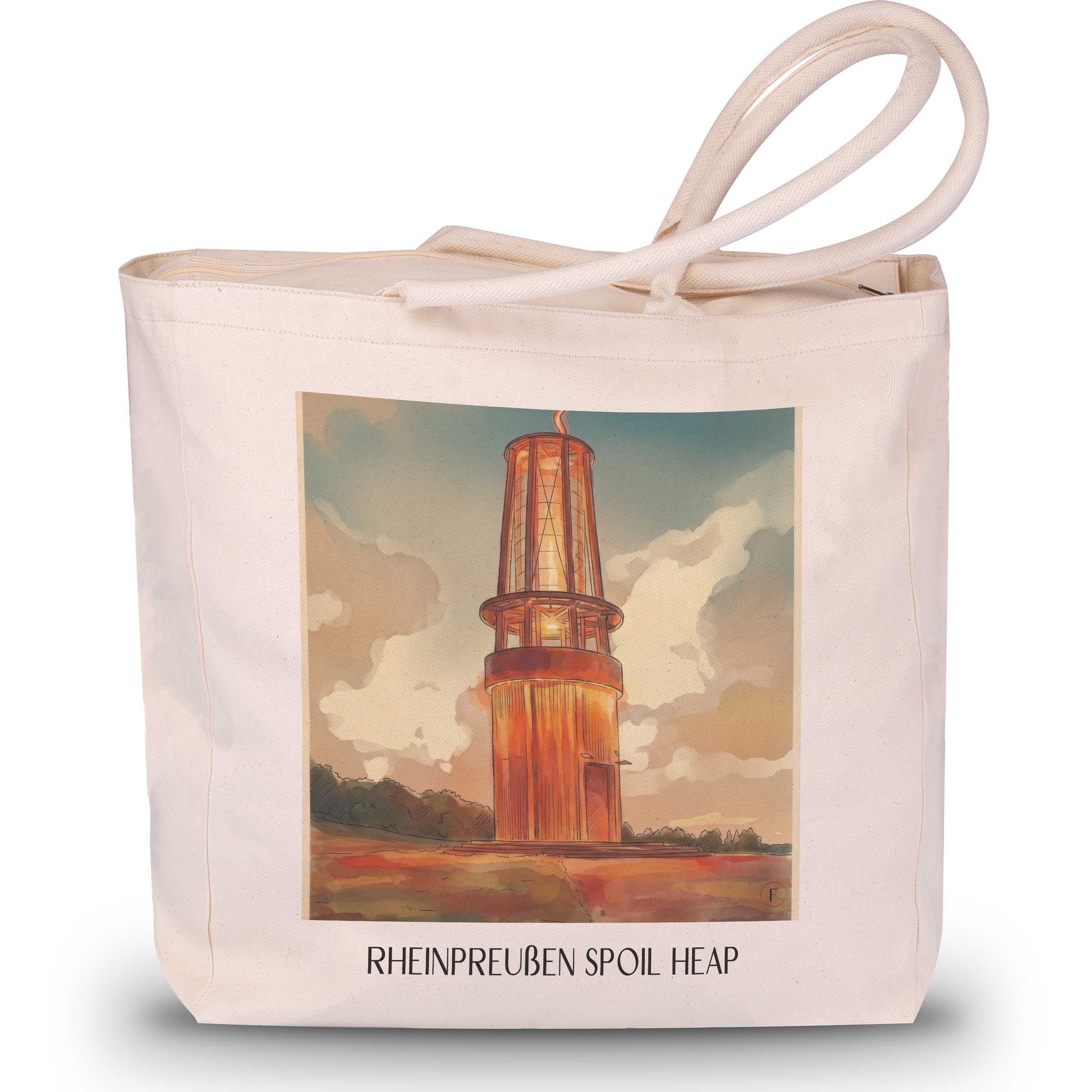 Halde Rheinpreußen Shopping Tasche - Moers - Deutschland Tote Bag - Einkaufstasche im Aquarell Stil - favplace