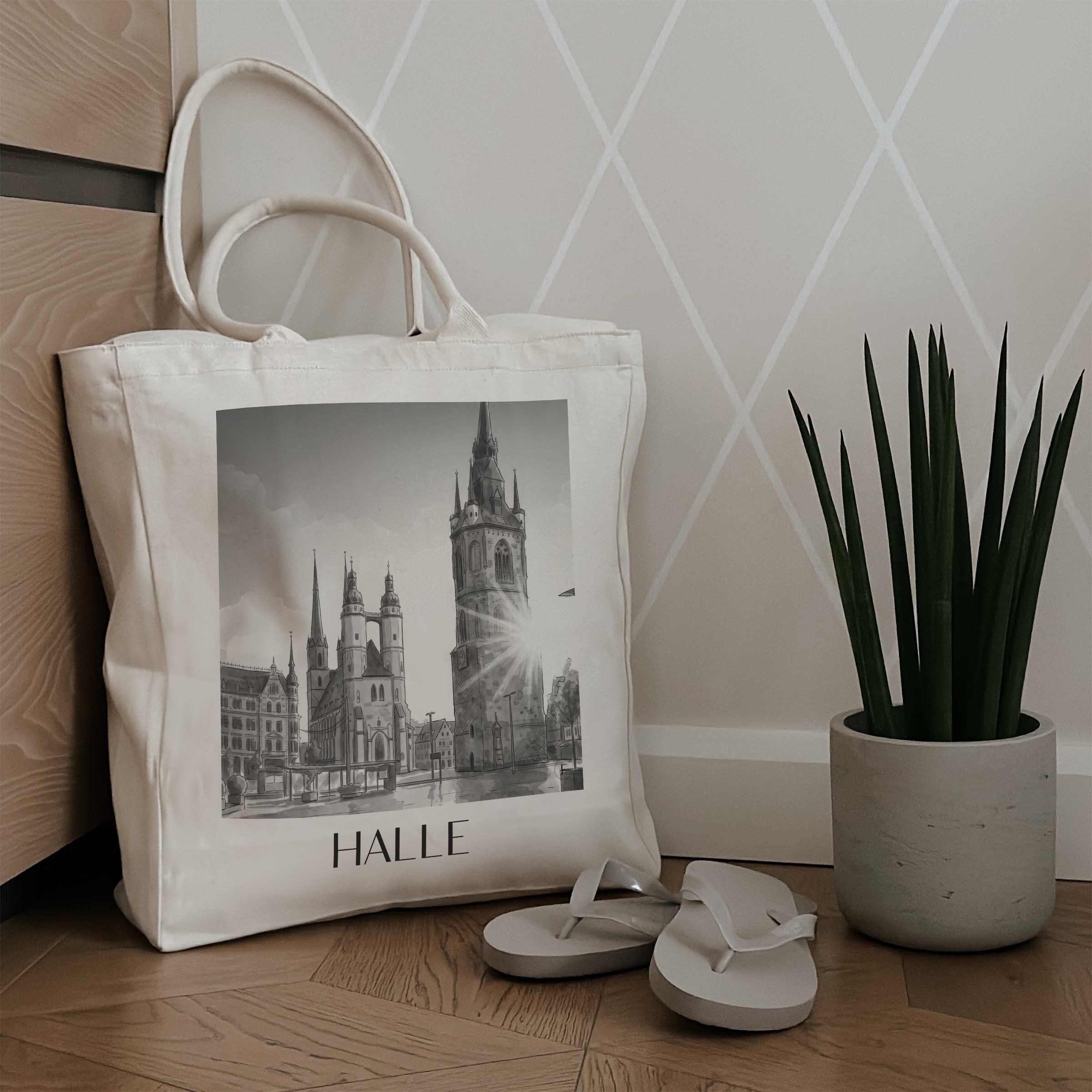 halle-sachsen-anhalt-deutschland-einkaufstasche-aquarell-schwarz-weiss