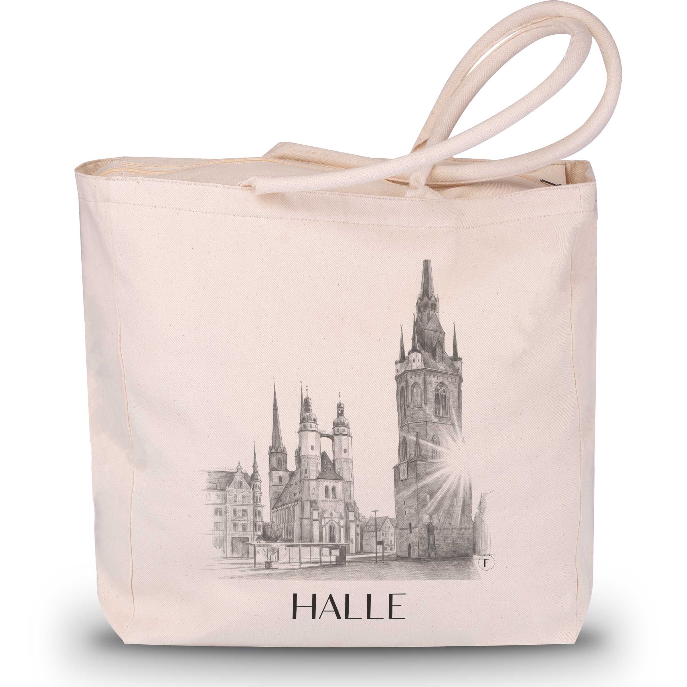 Halle Shopping Tasche - Sachsen-Anhalt - Deutschland Tote Bag - Einkaufstasche im Zeichnung Stil