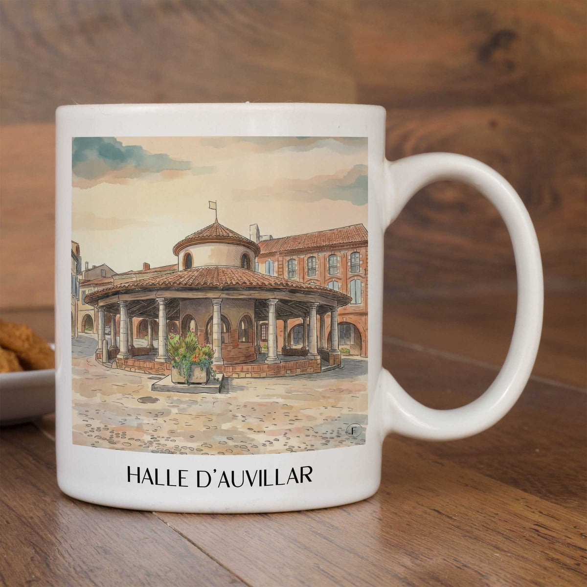 halle-d'auvillar-auvillar-frankreich-kaffeebecher-aquarell