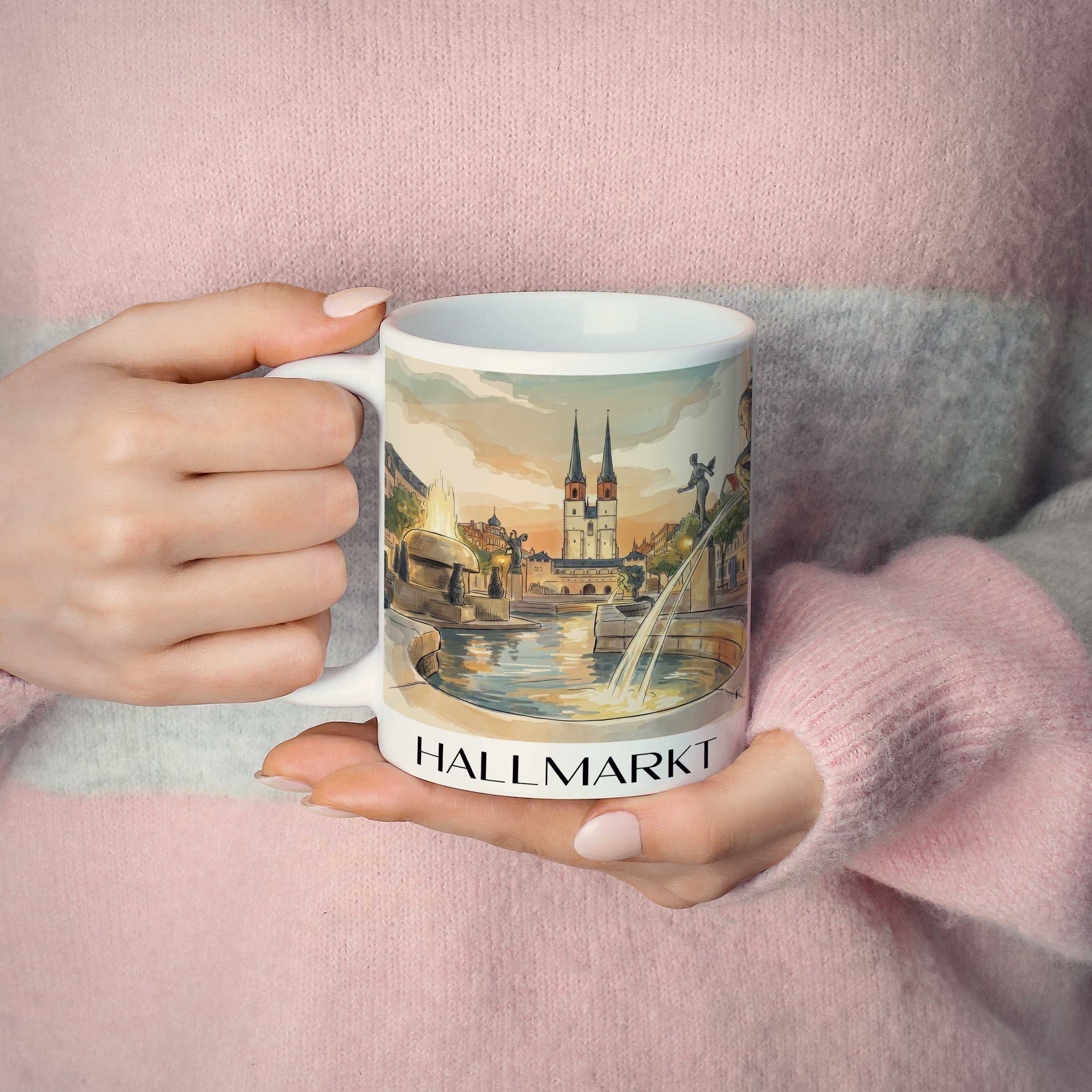 hallmarkt-halle-deutschland-kaffeebecher-aquarell