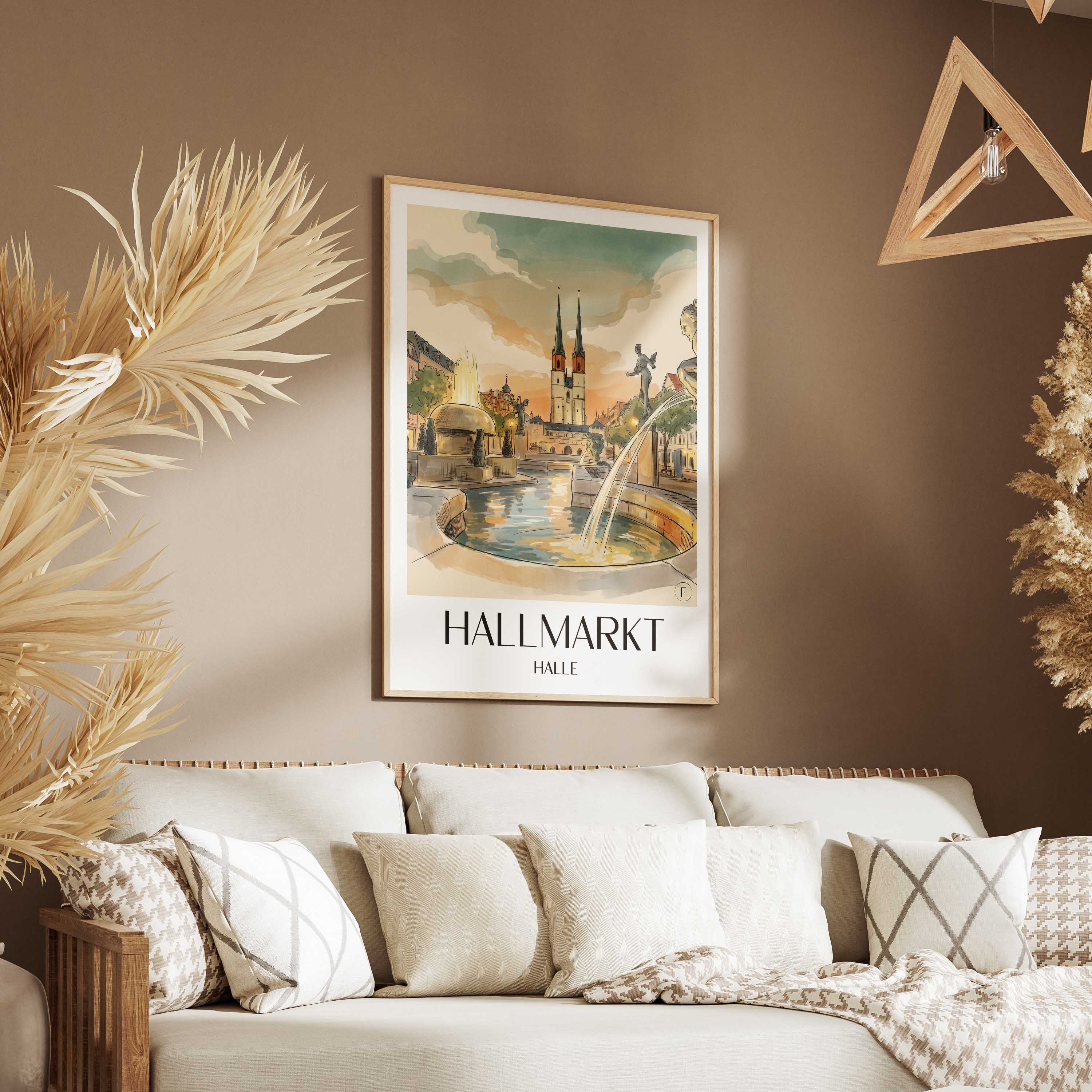 hallmarkt-halle-deutschland-poster-aquarell