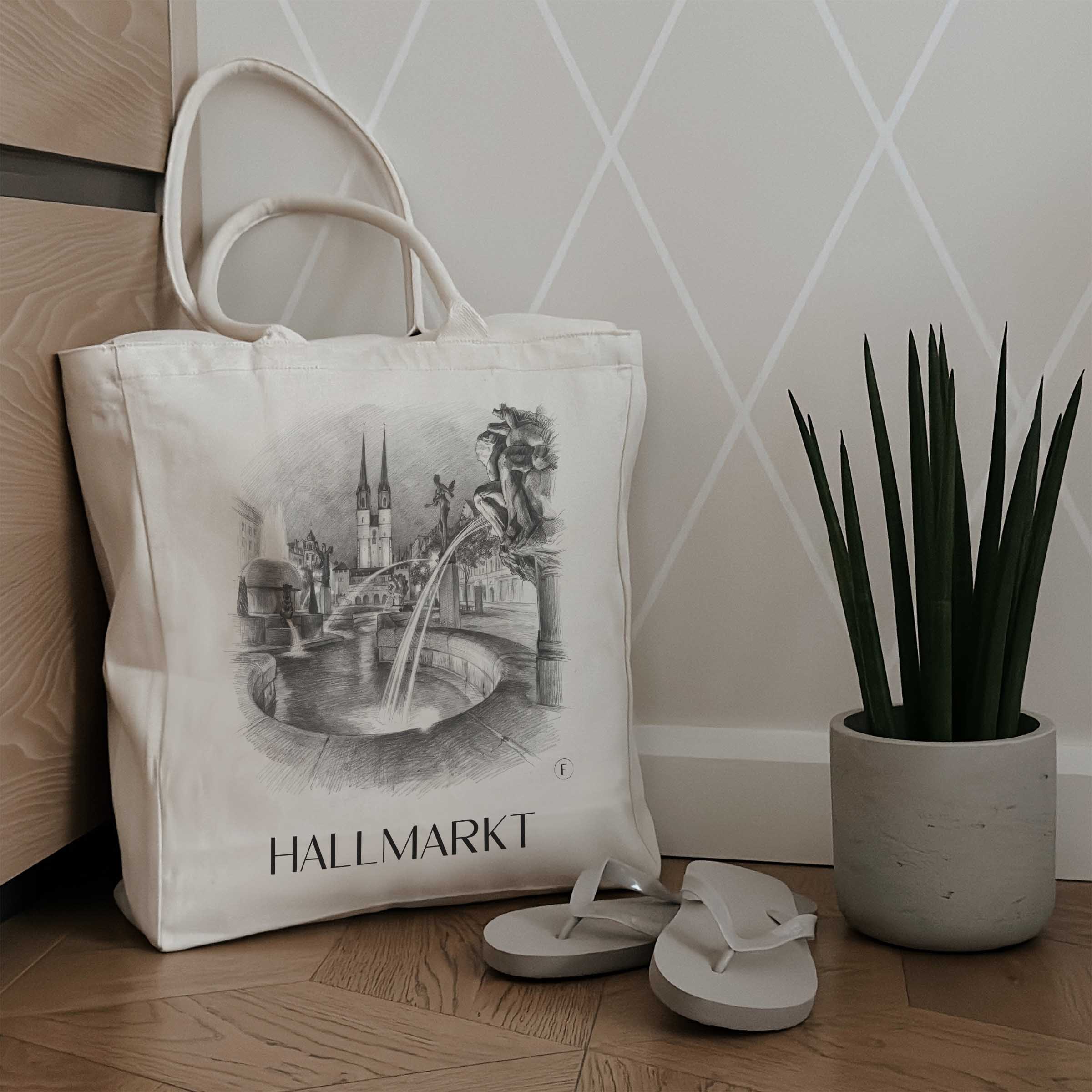 hallmarkt-halle-deutschland-einkaufstasche-bleistift-zeichnung-drawing