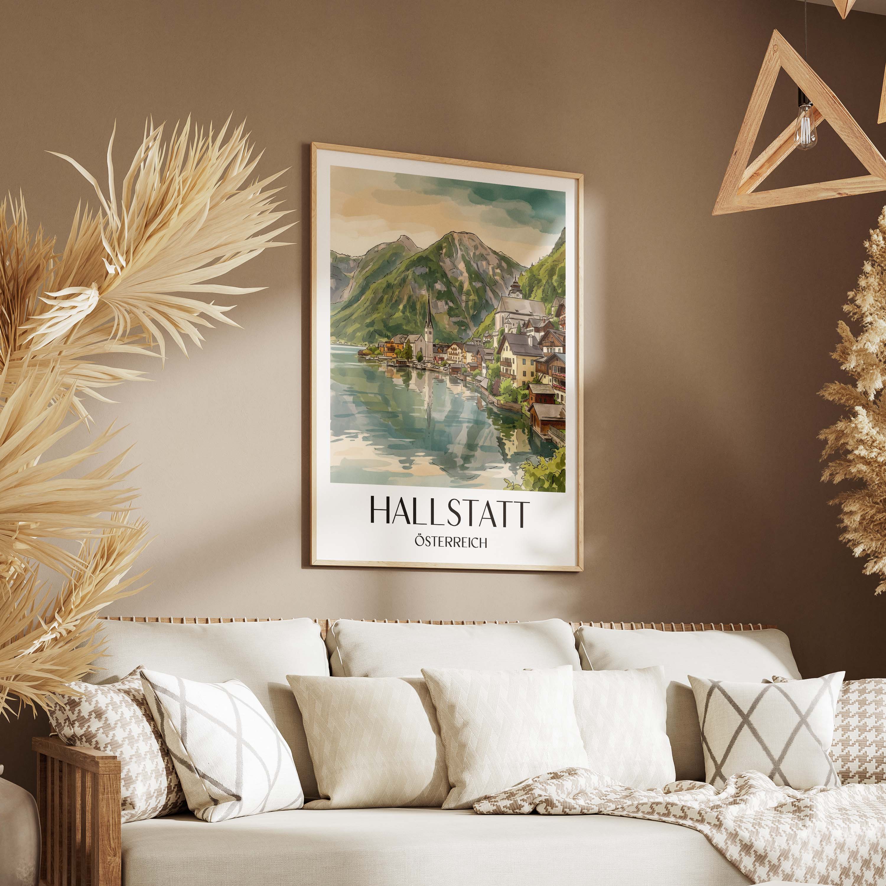 hallstatt-österreich-poster-aquarell