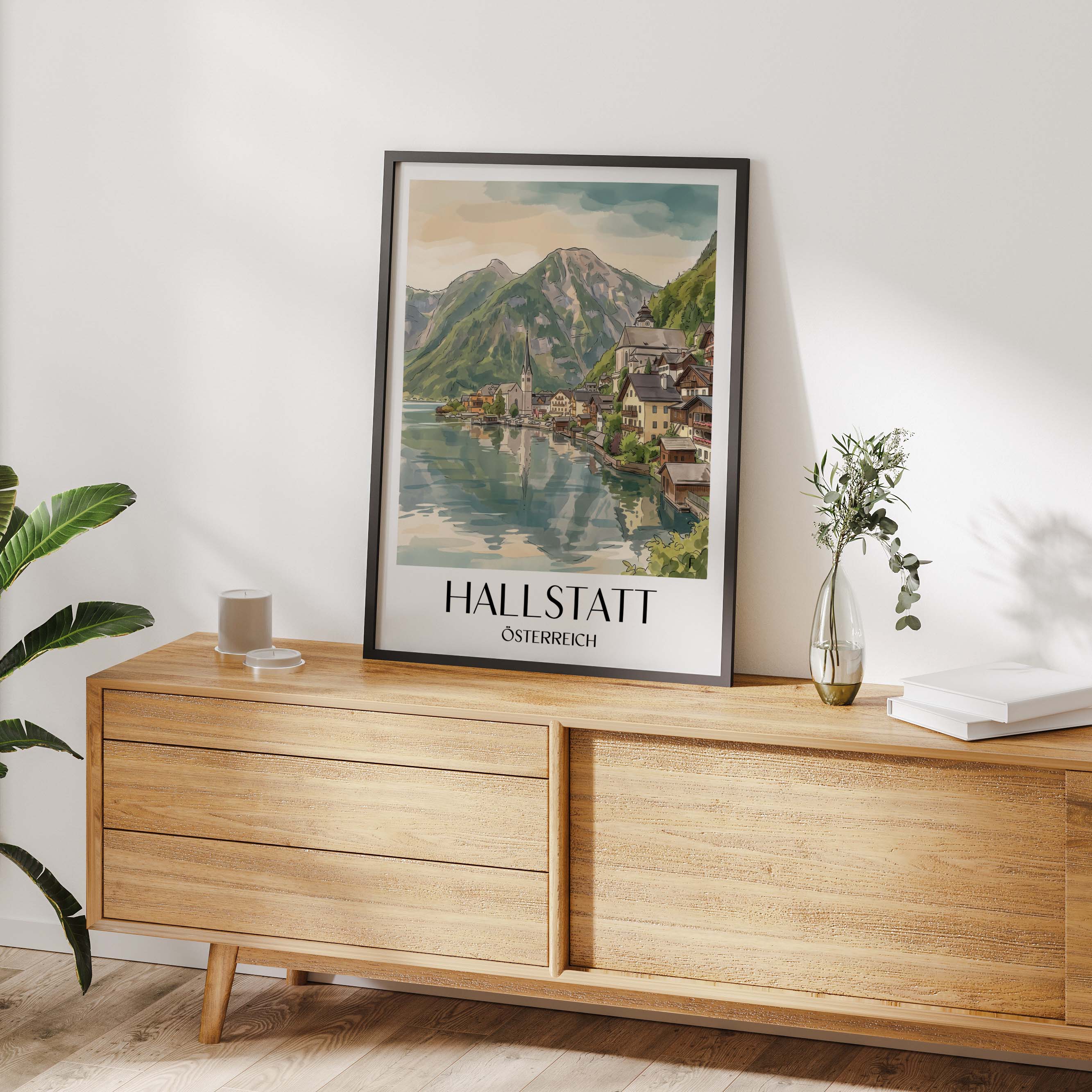 hallstatt-österreich-poster-aquarell