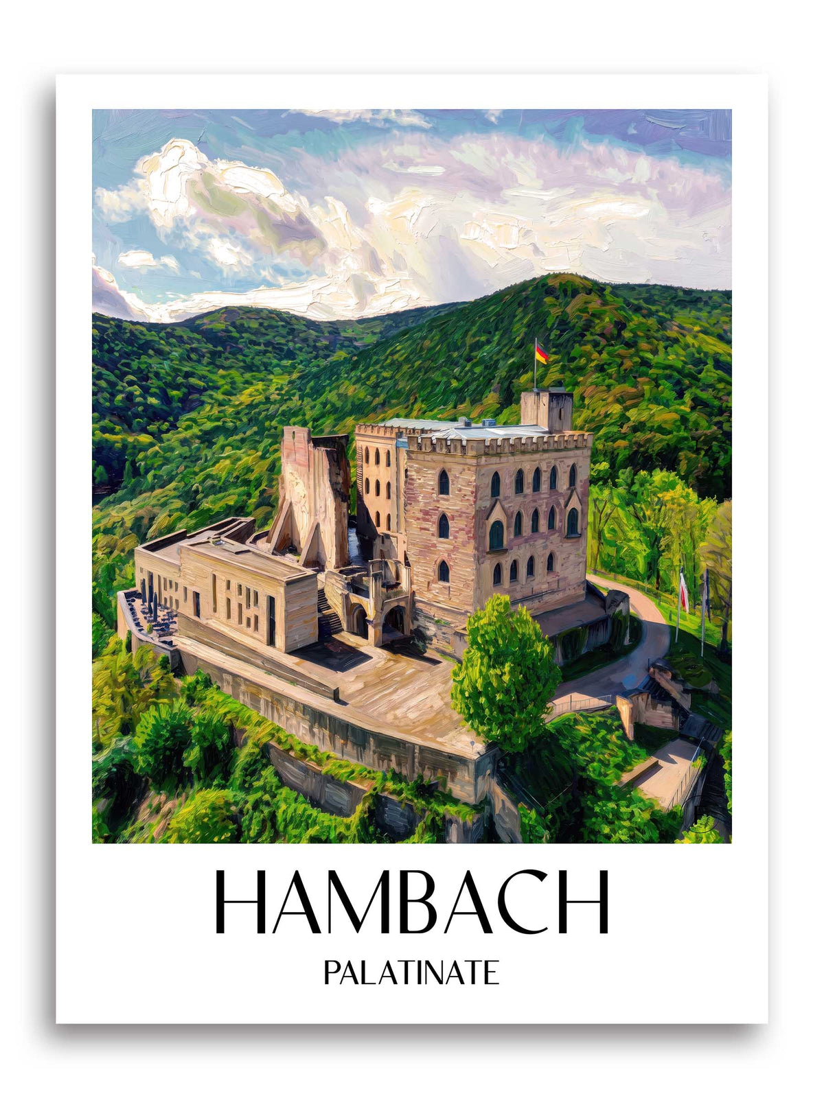 Hambach Poster - Pfalz - Deutschland Kunstdruck - Ölgemälde von A4 bis A1