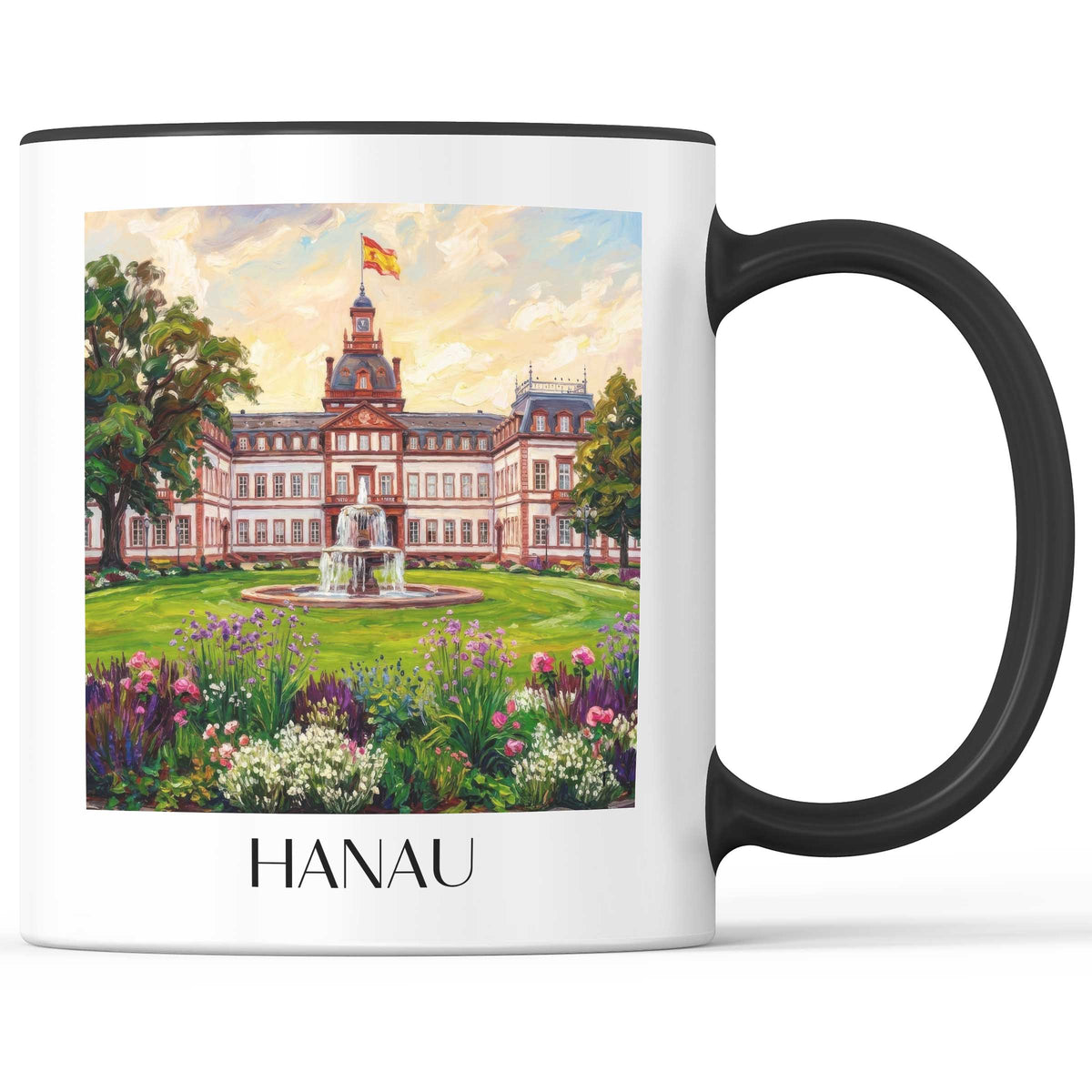 Hanau Kaffeebecher - Hessen - Deutschland Becher - Kaffeetasse im Ölgemälde Stil - favplace