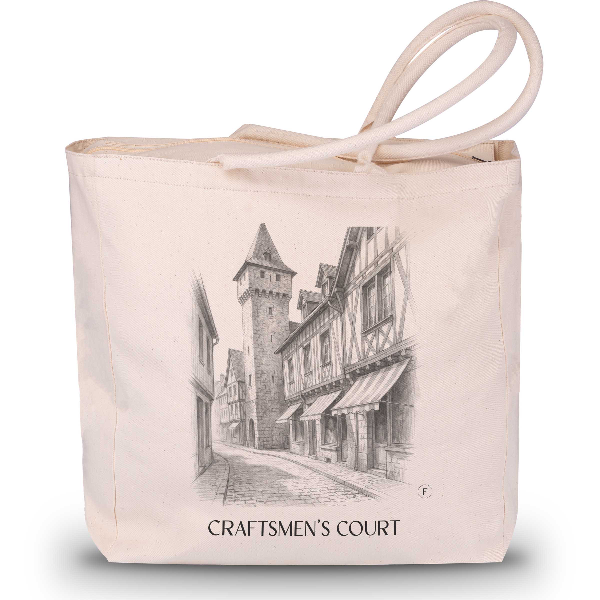 Handwerkerhof Shopping Bag - Nuremberg - Germany Tote Bag - Drawing Style Shopping Bag