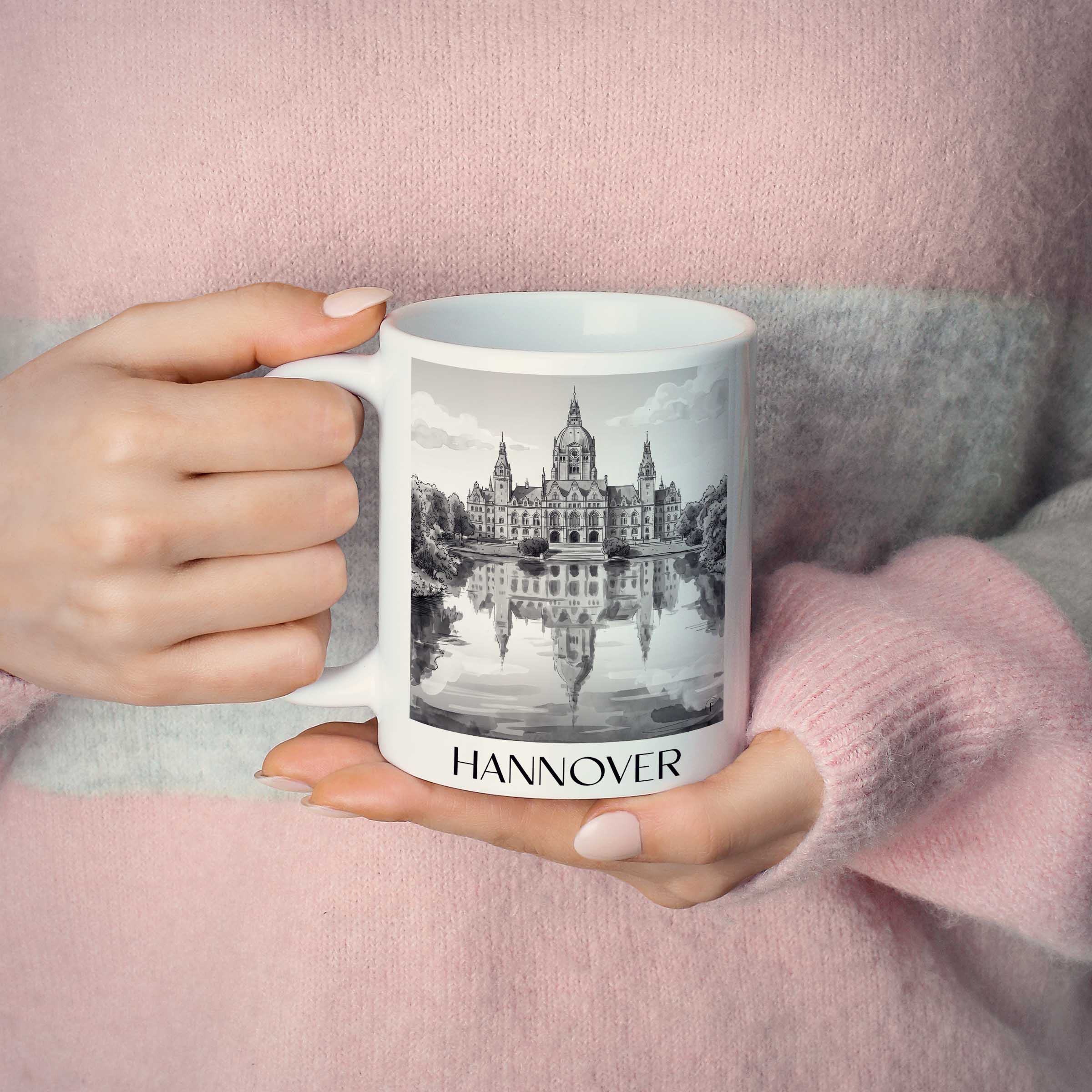 hannover-deutschland-kaffeebecher-aquarell-schwarz-weiss