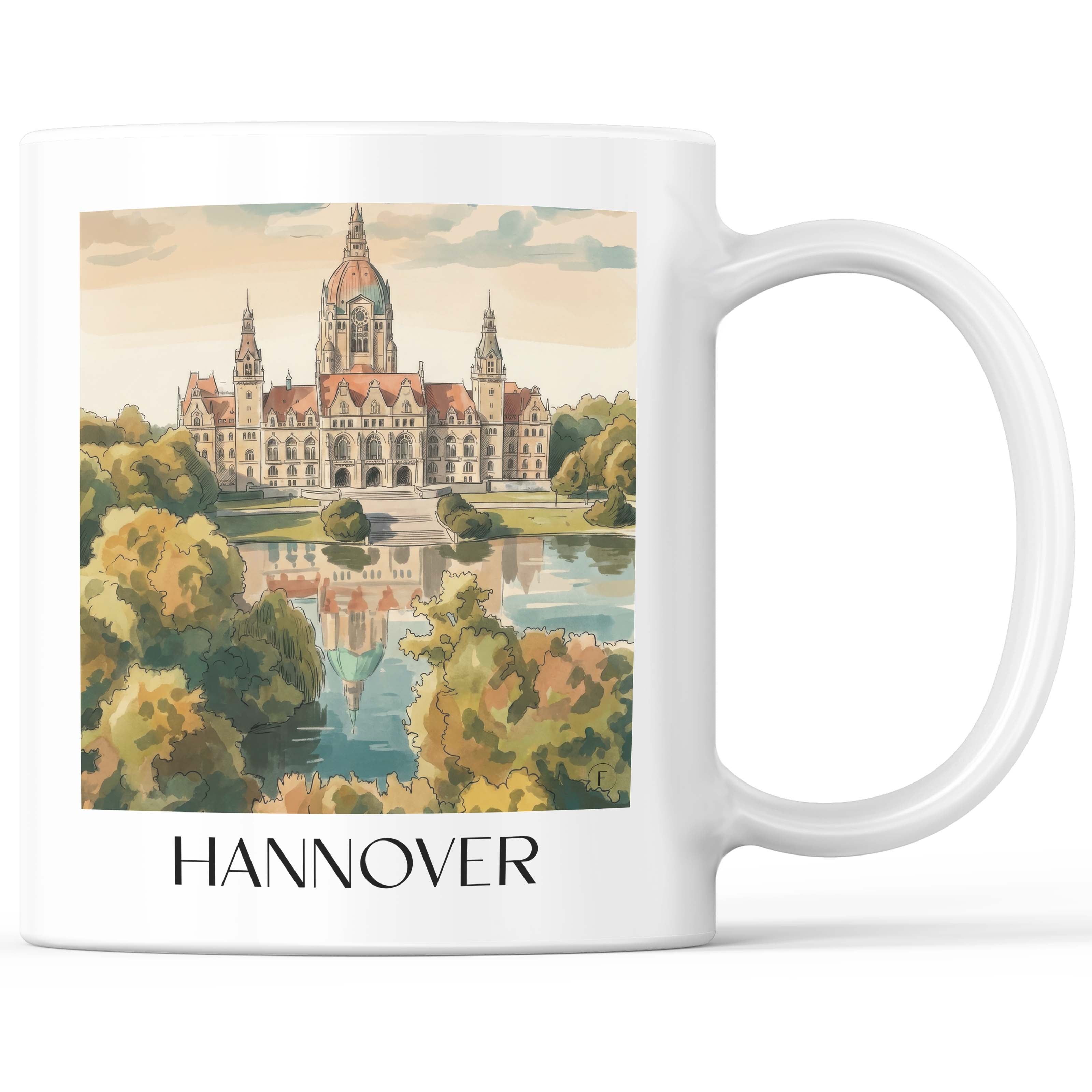 Hannover - Deutschland Becher - Kaffeetasse im Aquarell Stil - favplace