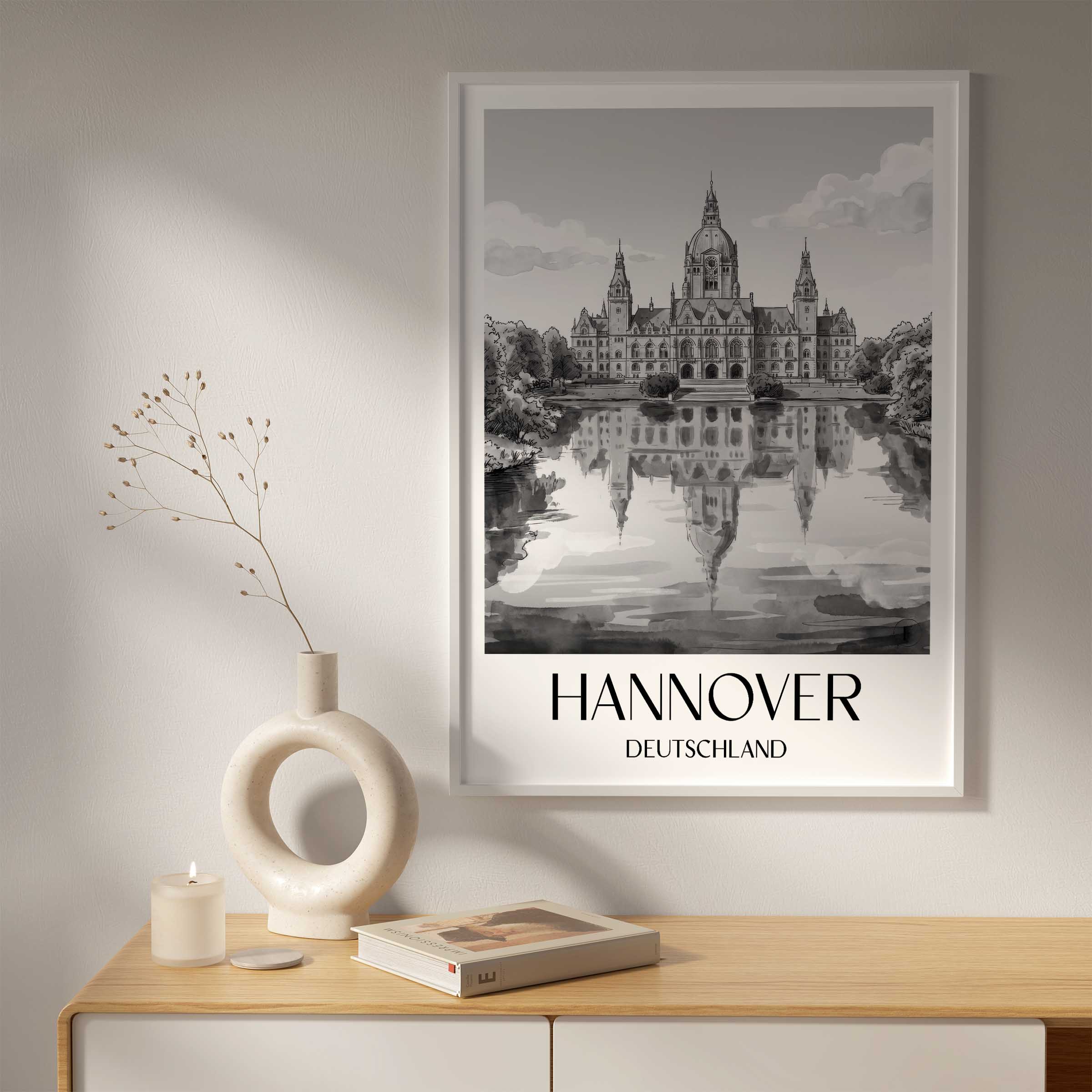 hannover-deutschland-poster-aquarell-schwarz-weiss