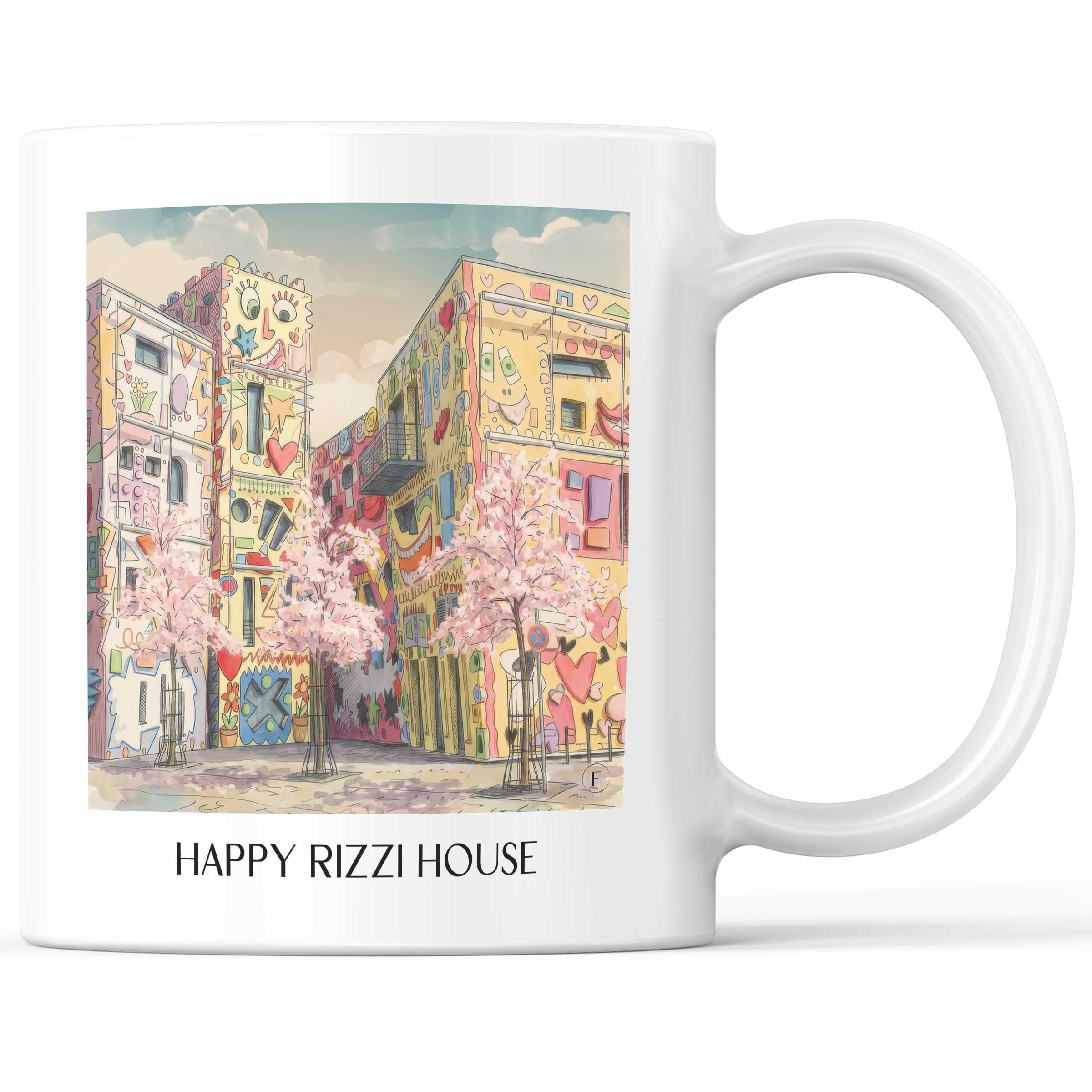 Happy Rizzi House Kaffeebecher - Braunschweig - Deutschland Becher - Kaffeetasse im Aquarell Stil - favplace