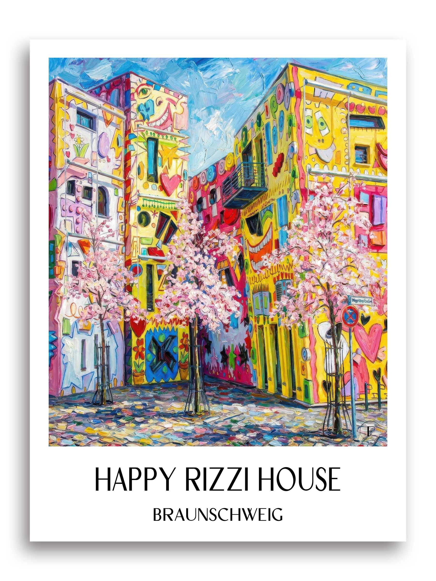 Happy Rizzi House Poster - Braunschweig - Deutschland Kunstdruck - Ölgemälde von A4 bis A1 - favplace