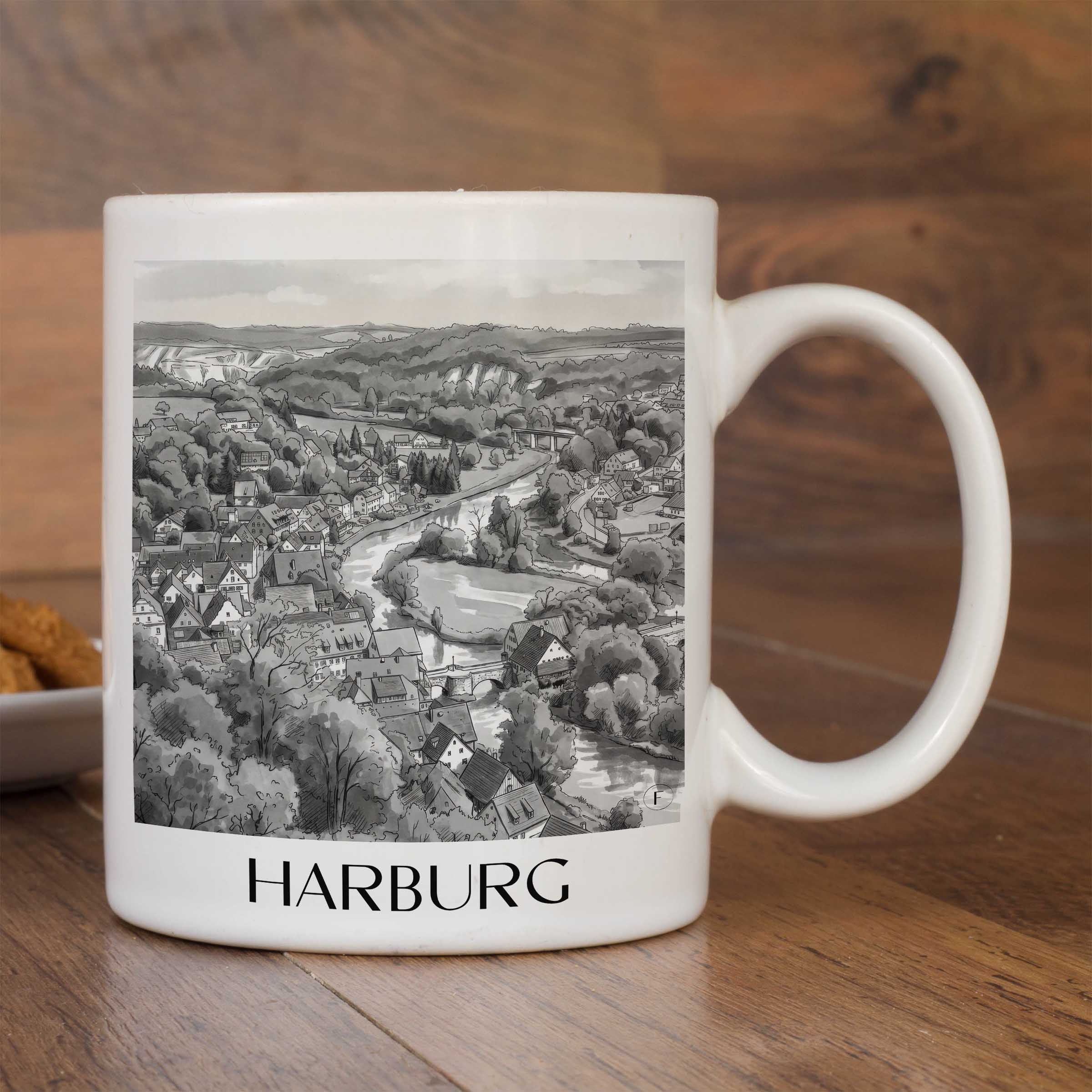harburg-schwaben-deutschland-kaffeebecher-aquarell-schwarz-weiss