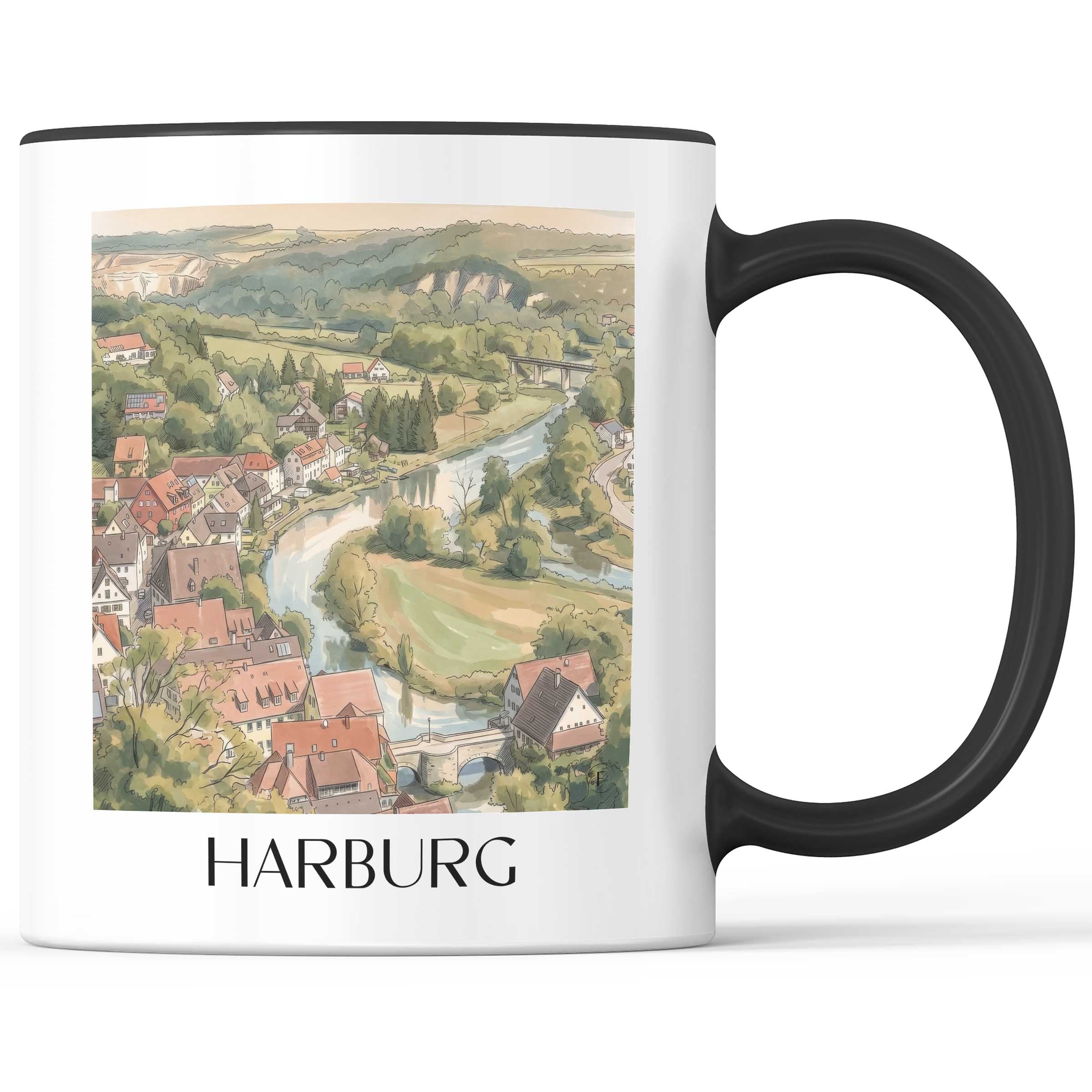 Harburg Kaffeebecher - Schwaben - Deutschland Becher - Kaffeetasse im Aquarell Stil - favplace