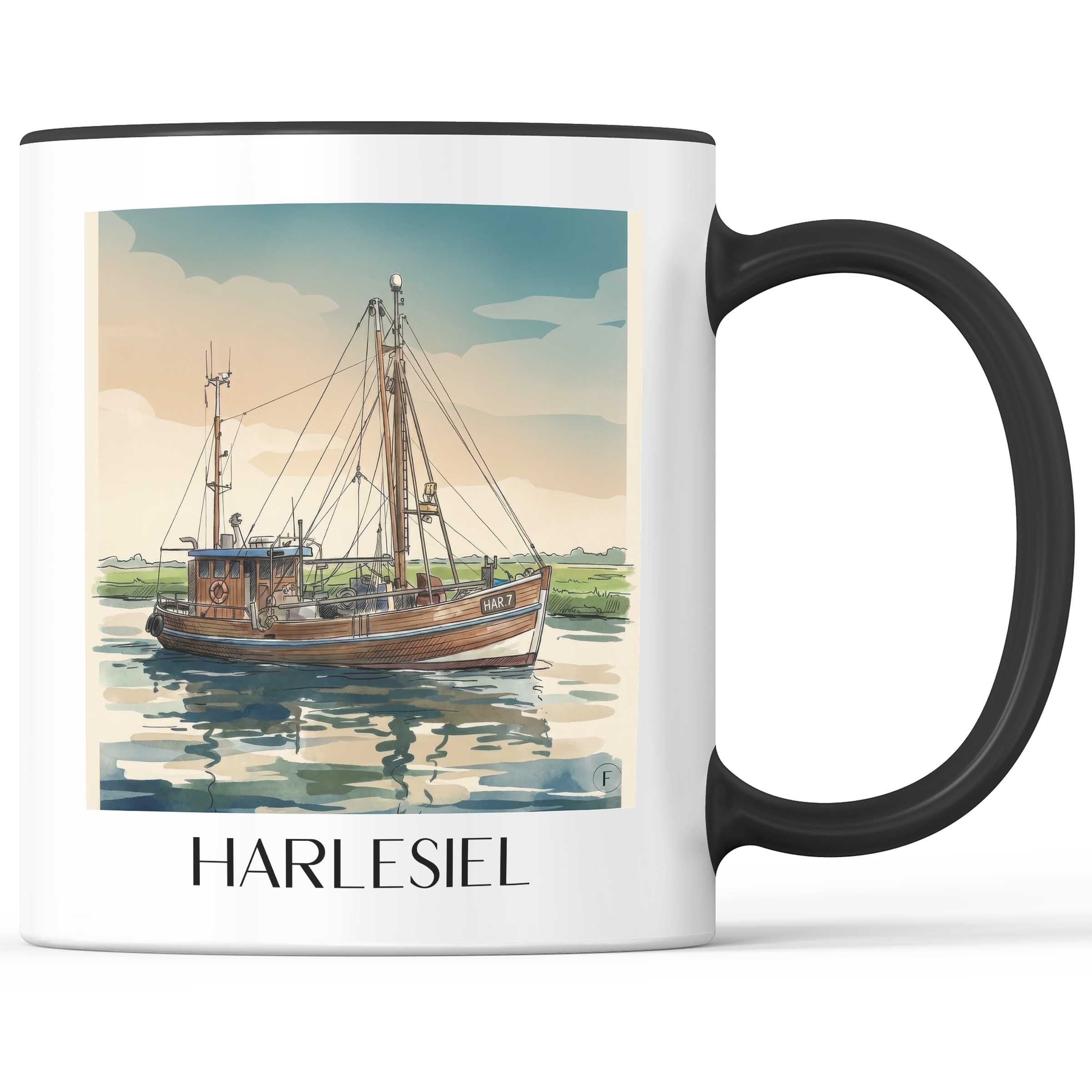 Harlesiel Kaffeebecher - Ostfriesland - Deutschland Becher - Kaffeetasse im Aquarell Stil - favplace