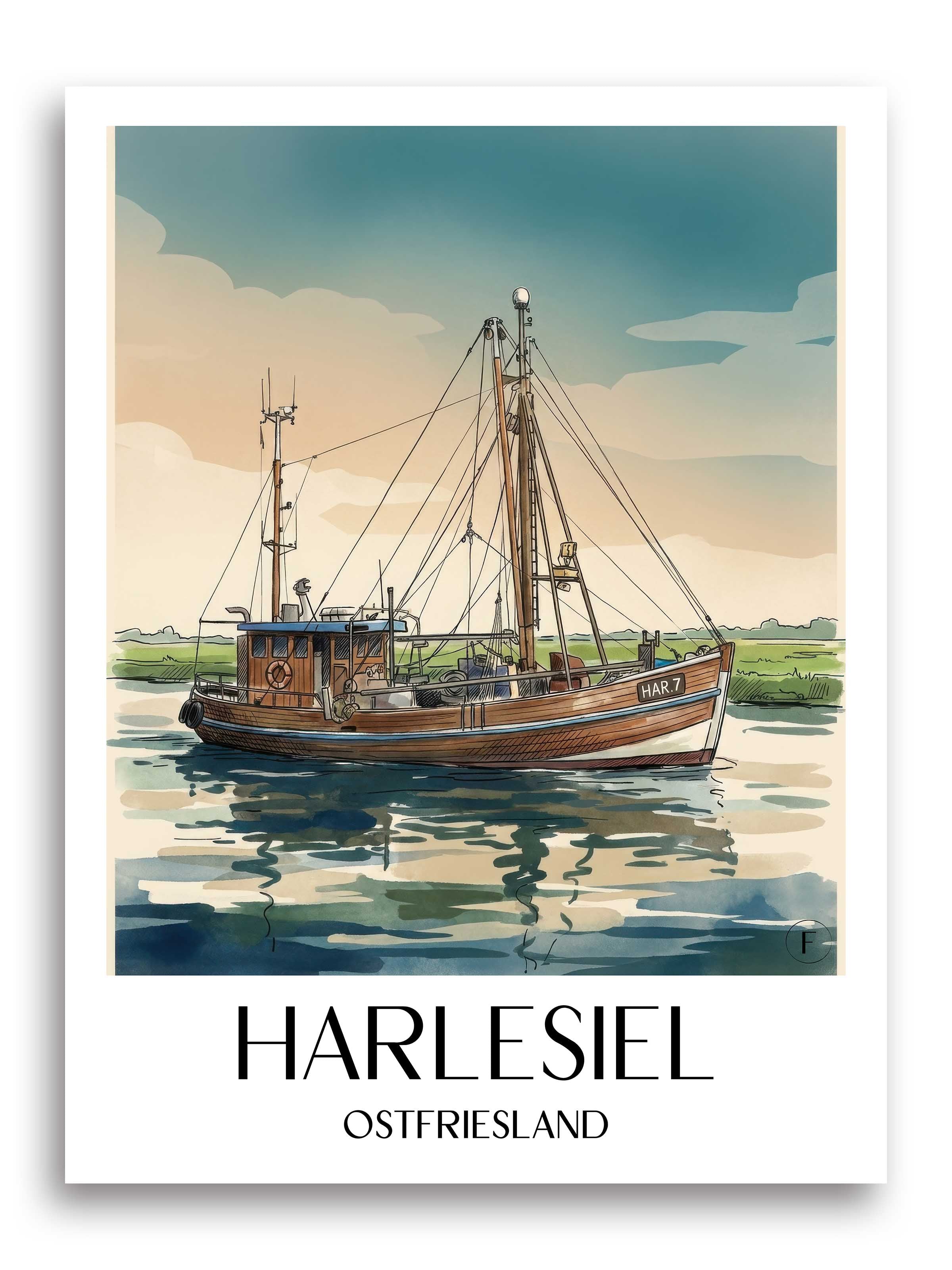 harlesiel-ostfriesland-deutschland-poster-aquarell