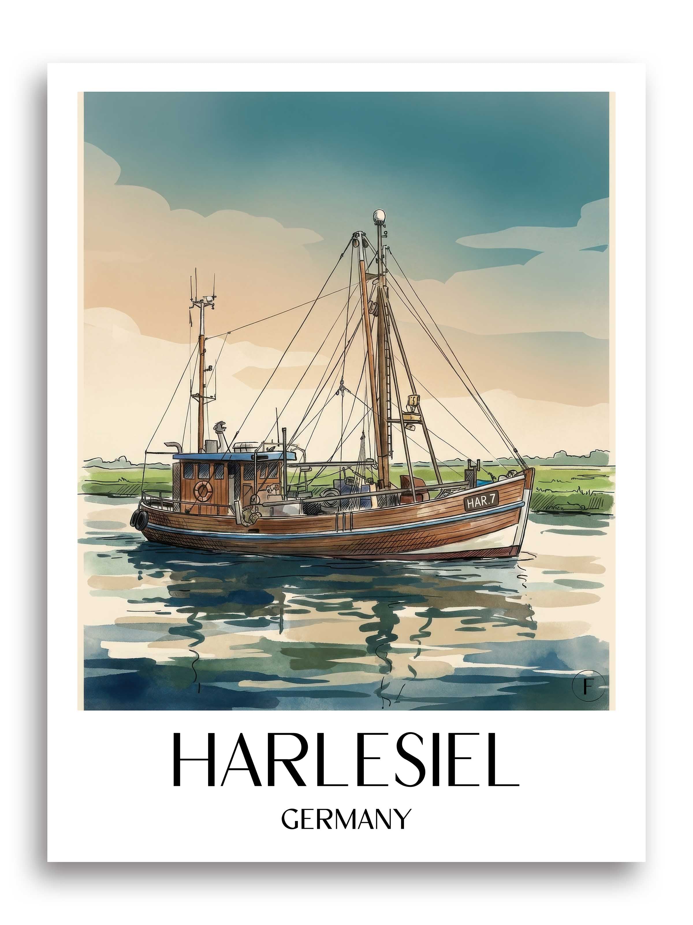 Harlesiel Poster - Ostfriesland - Deutschland Kunstdruck - Aquarell von A4 bis A1 - favplace
