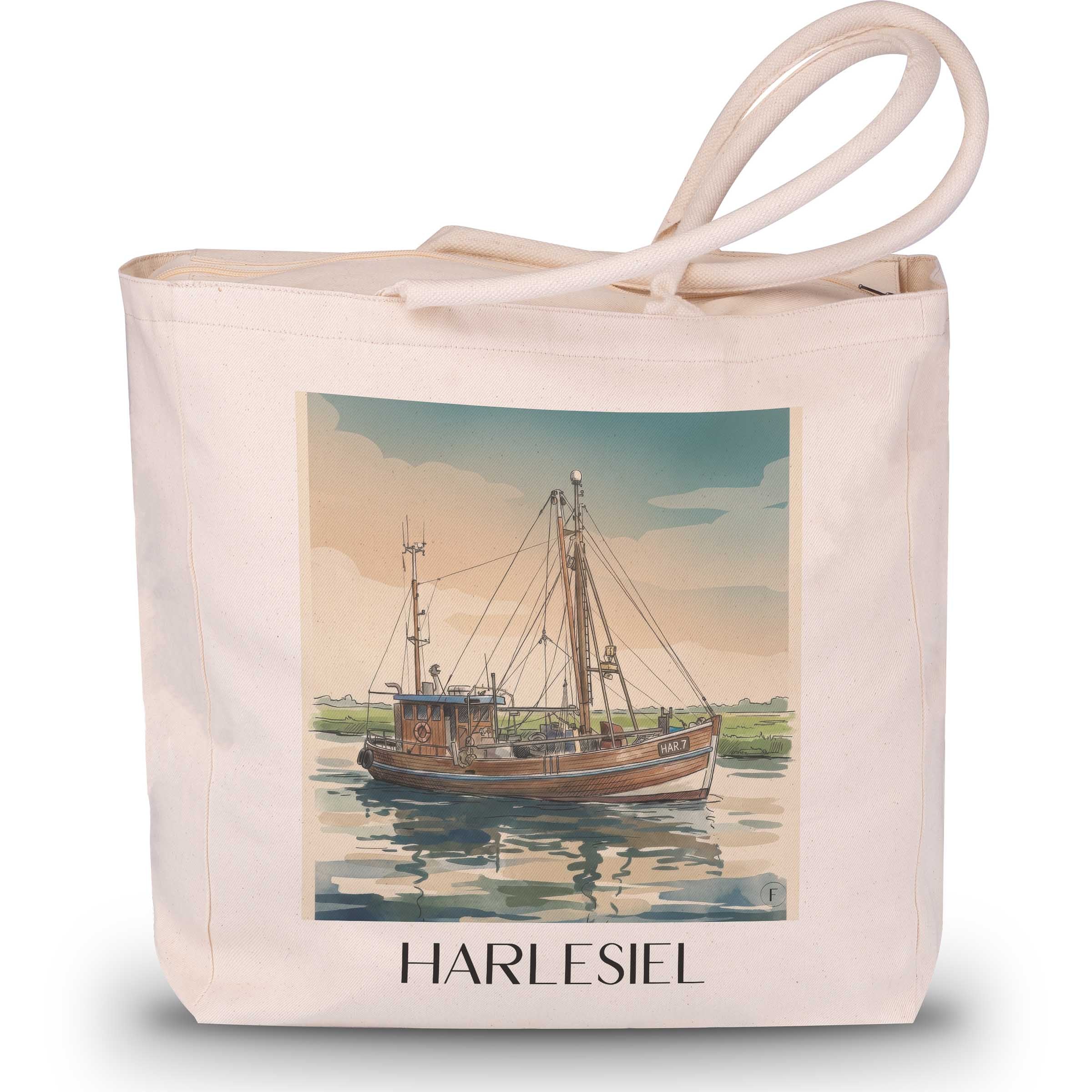 Harlesiel Shopping Tasche - Ostfriesland - Deutschland Tote Bag - Einkaufstasche im Aquarell Stil - favplace