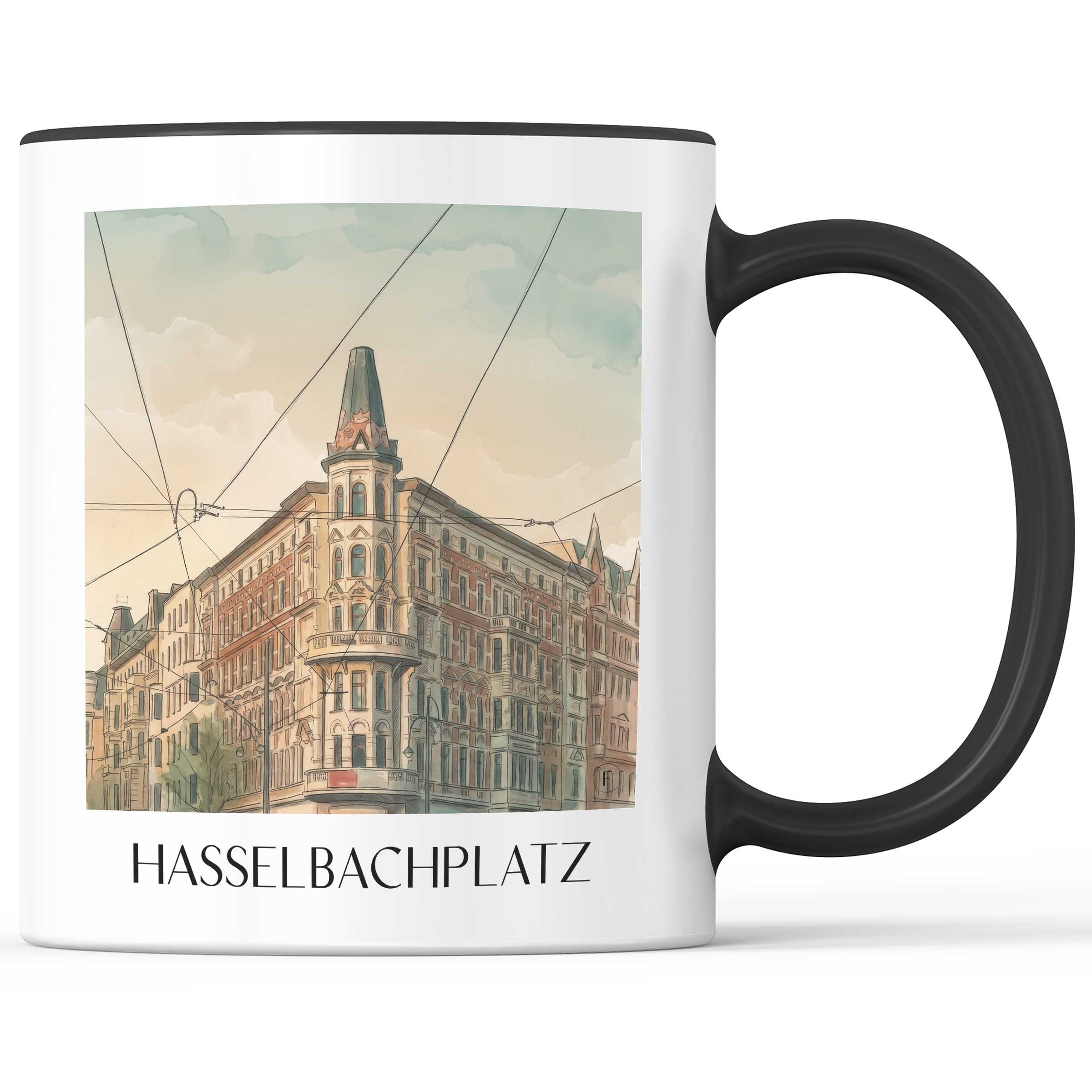Hasselbachplatz Kaffeebecher - Magdeburg - Deutschland Becher - Kaffeetasse im Aquarell Stil - favplace