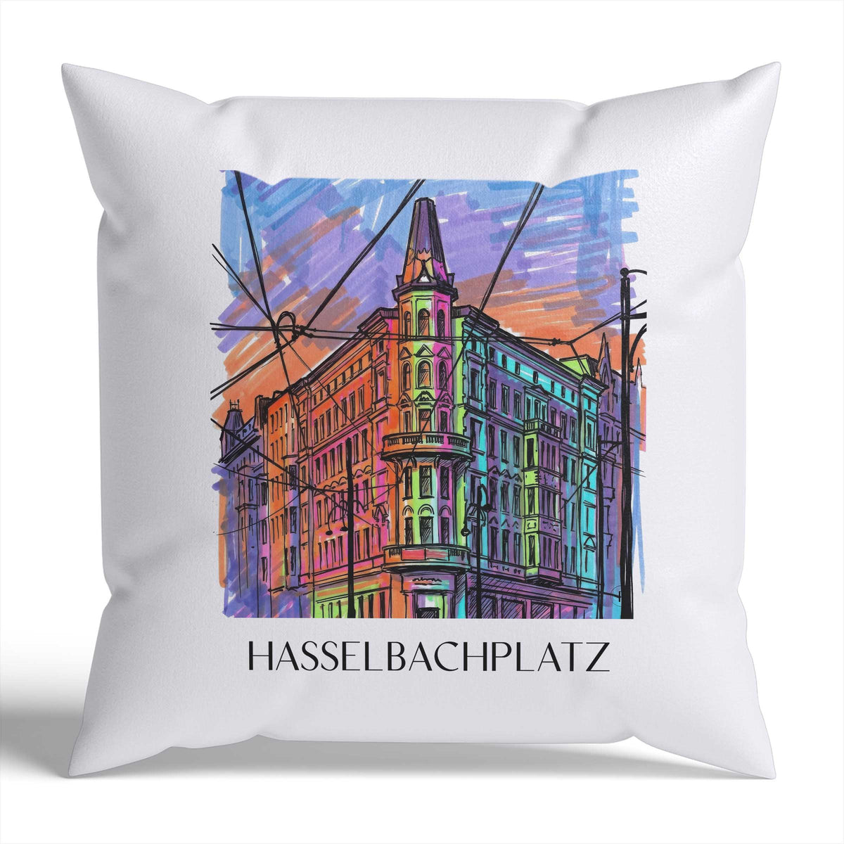 Hasselbachplatz Kissenhülle - Zierkissen Bezug - Magdeburg - Deutschland Kissen bzw. Kissenbezug im Tag Graffiti Stil - favplace