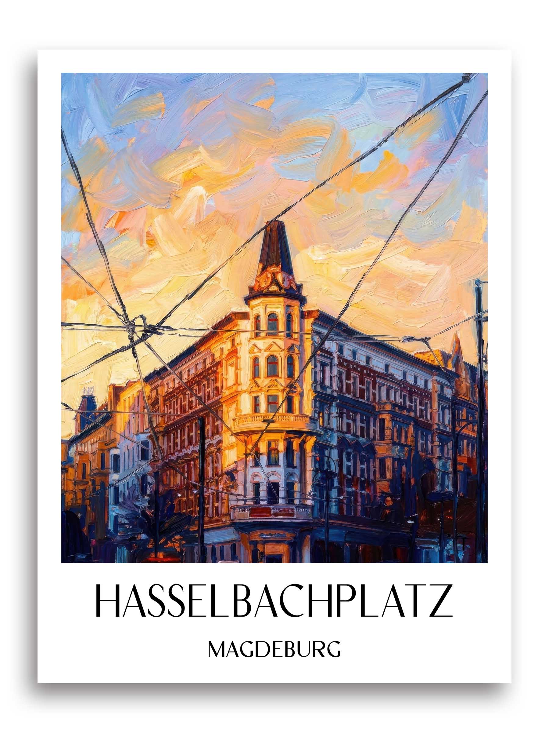 Hasselbachplatz Poster - Magdeburg - Deutschland Kunstdruck - Ölgemälde von A4 bis A1 - favplace