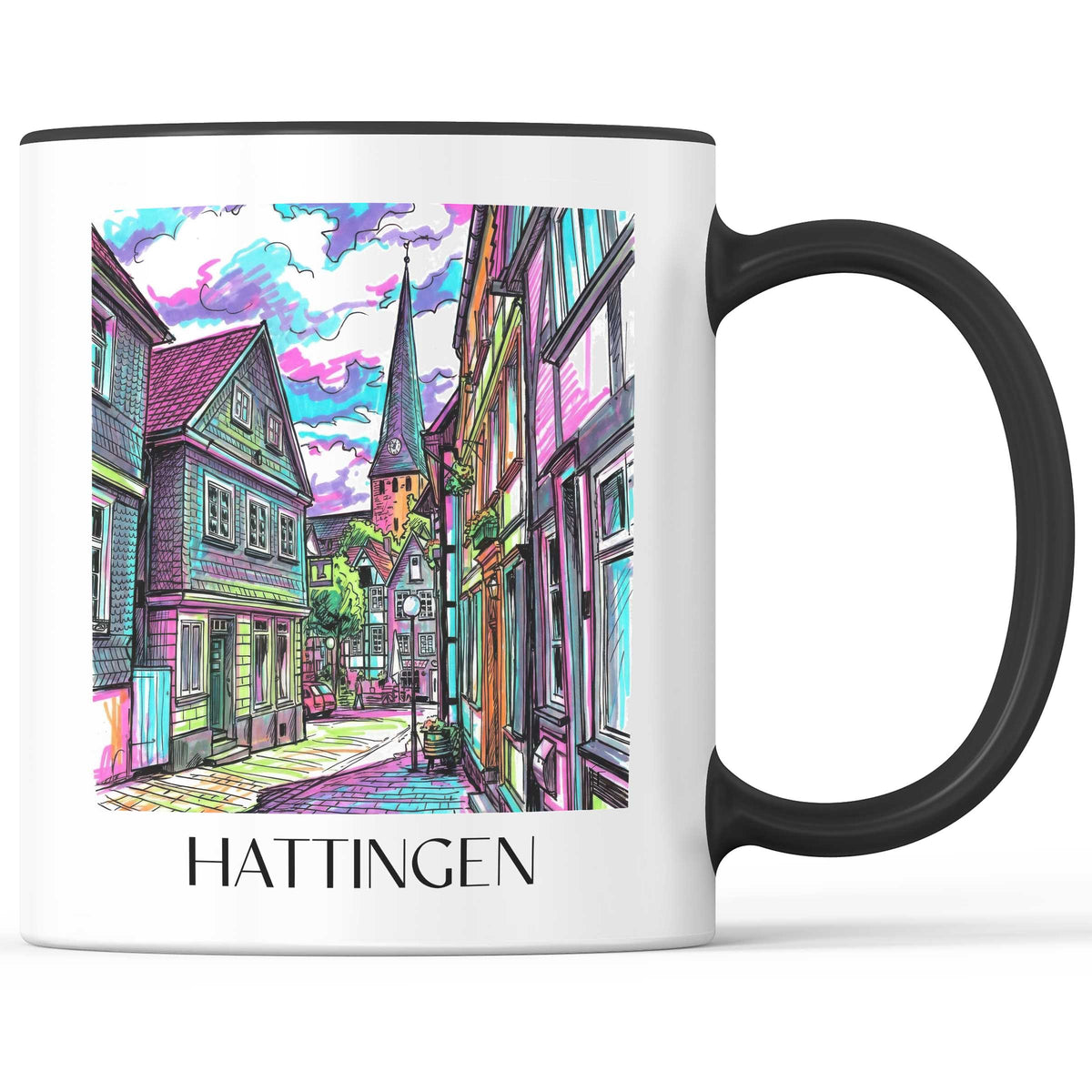 Hattingen - Deutschland Becher - Kaffeetasse im Tag Graffiti Stil - favplace