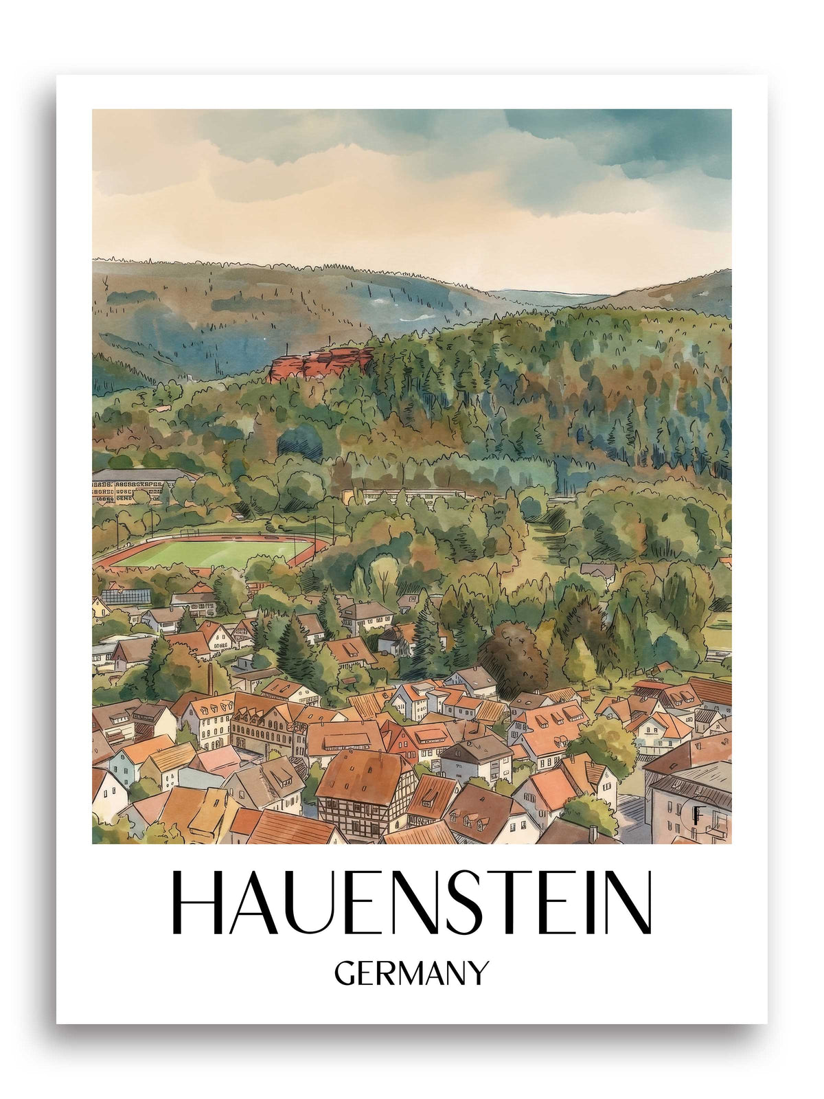 Hauenstein Poster - Pfälzerwald - Deutschland Kunstdruck - Aquarell von A4 bis A1 - favplace