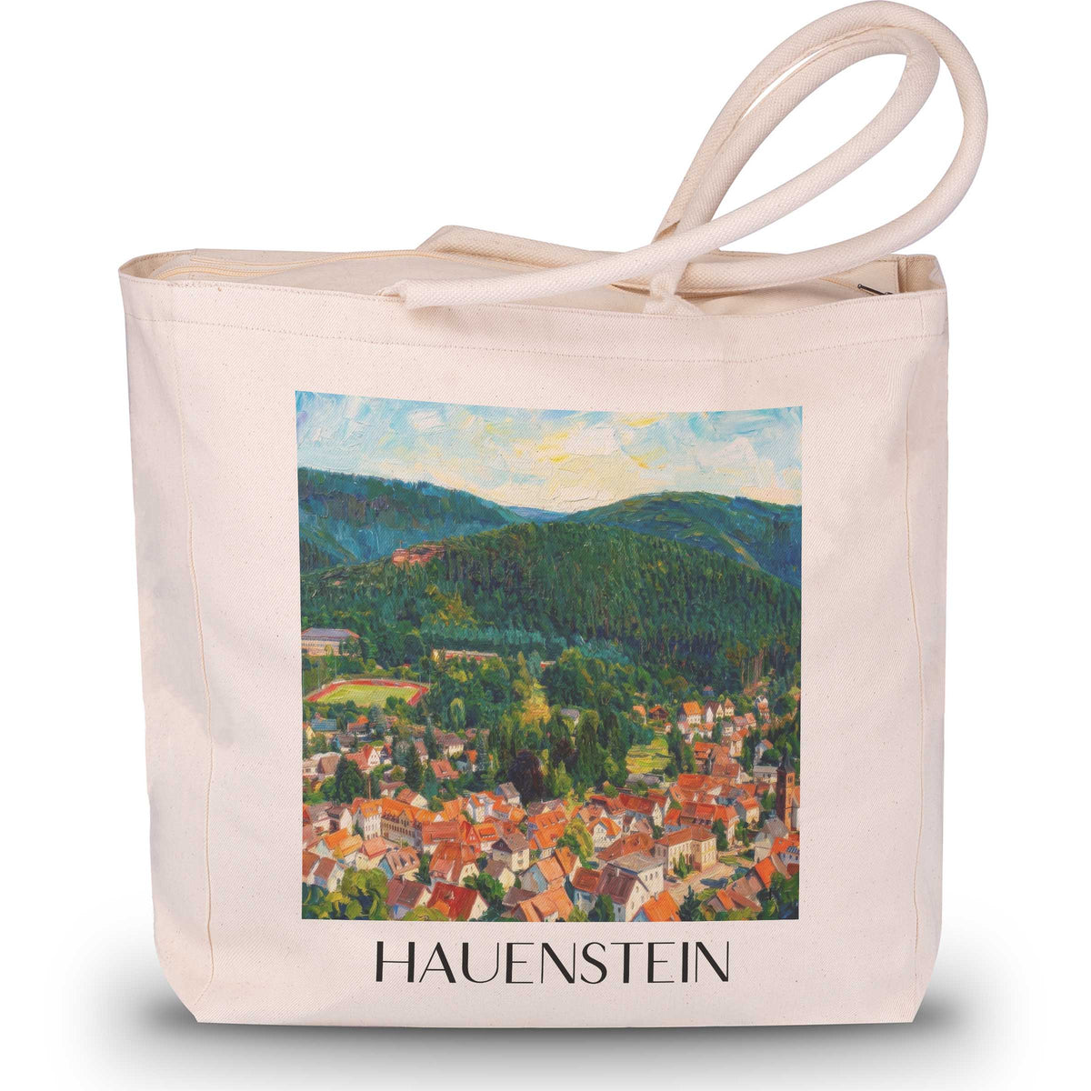Hauenstein Shopping Tasche - Pfälzerwald - Deutschland Tote Bag - Einkaufstasche im Ölgemälde Stil - favplace