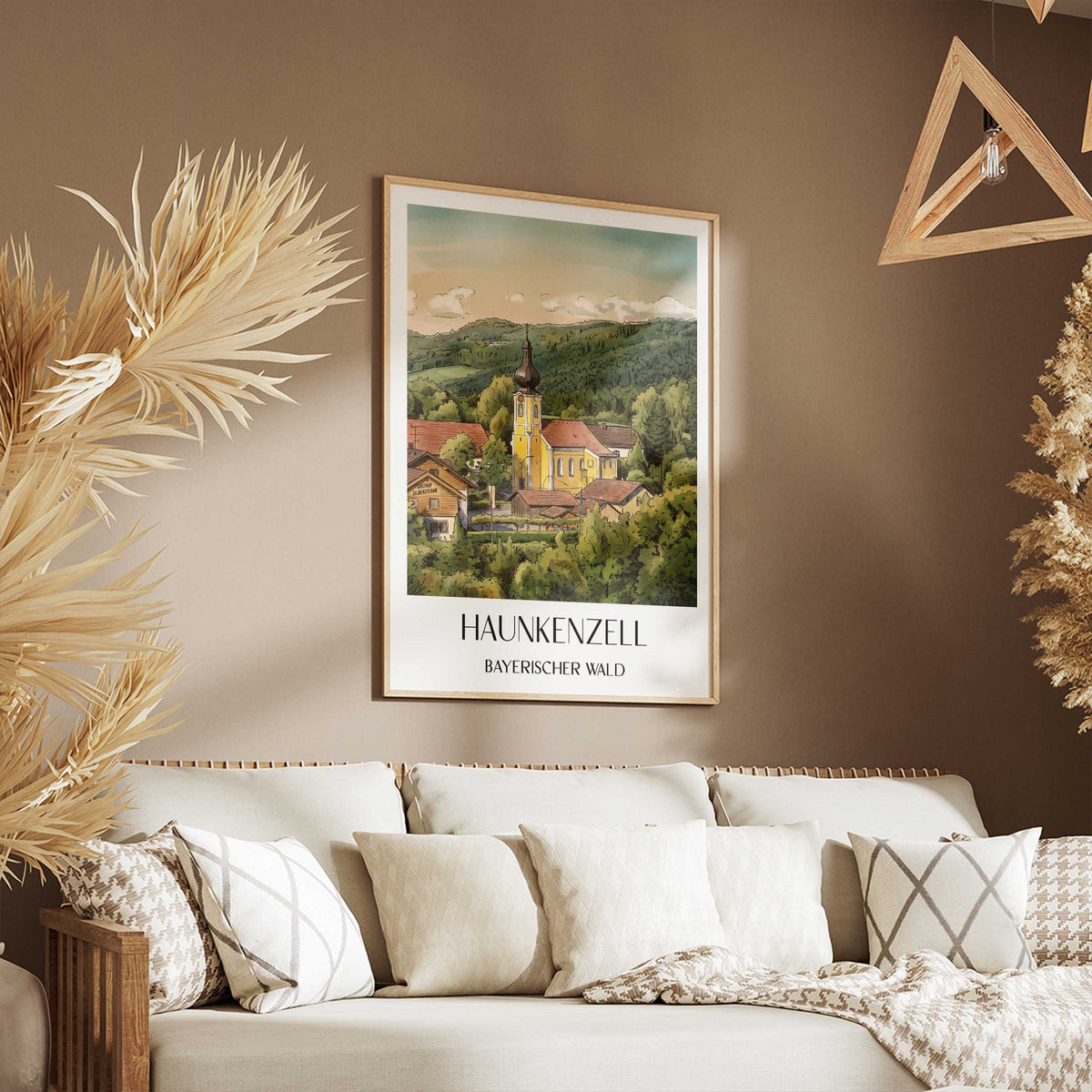 haunkenzell-bayerischer-wald-deutschland-poster-aquarell
