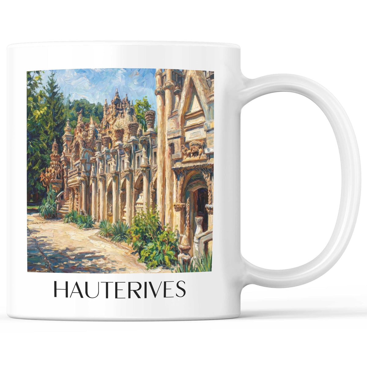 Hauterives Kaffeebecher - Drôme - Frankreich Becher - Kaffeetasse im Ölgemälde Stil - favplace