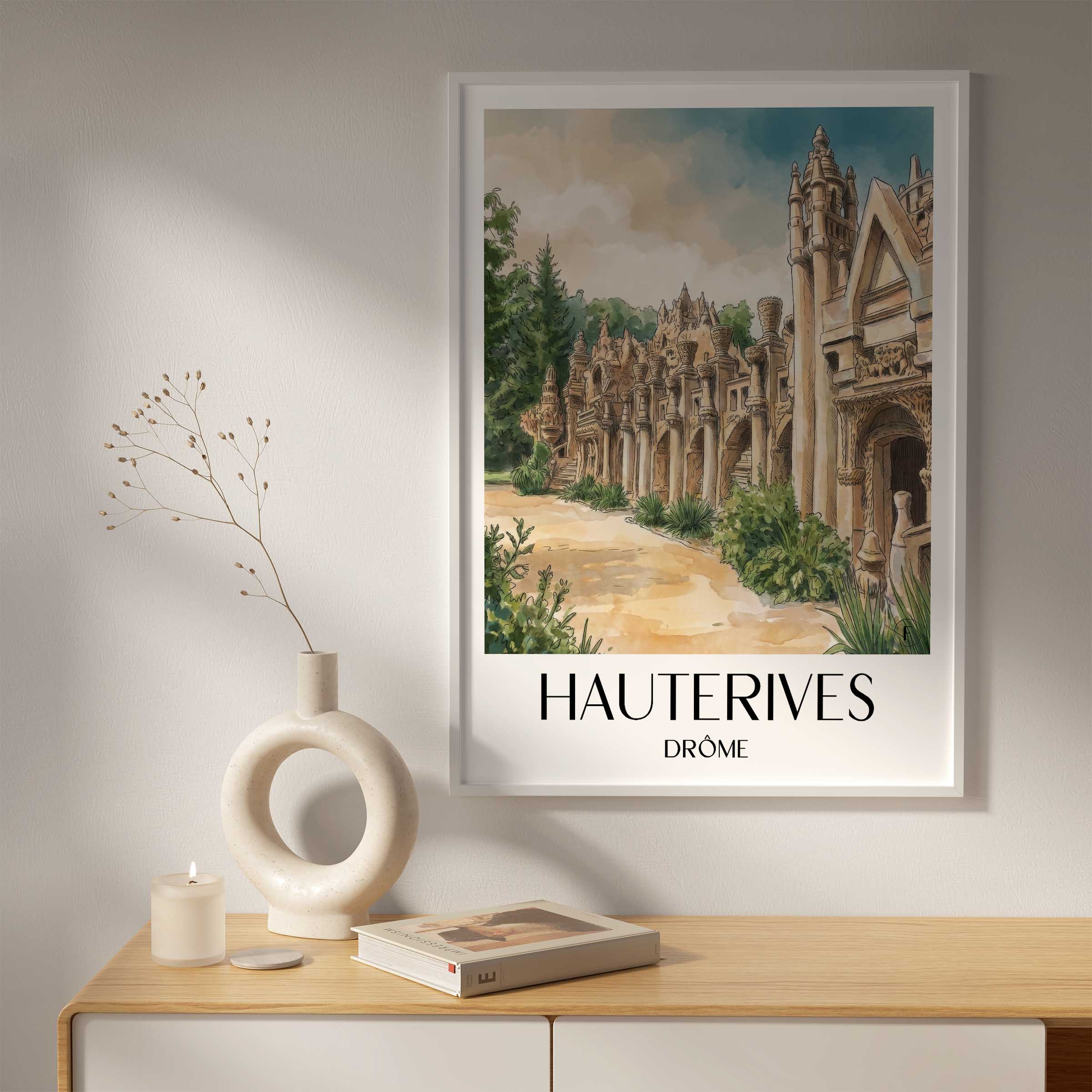 hauterives-drôme-frankreich-poster-aquarell