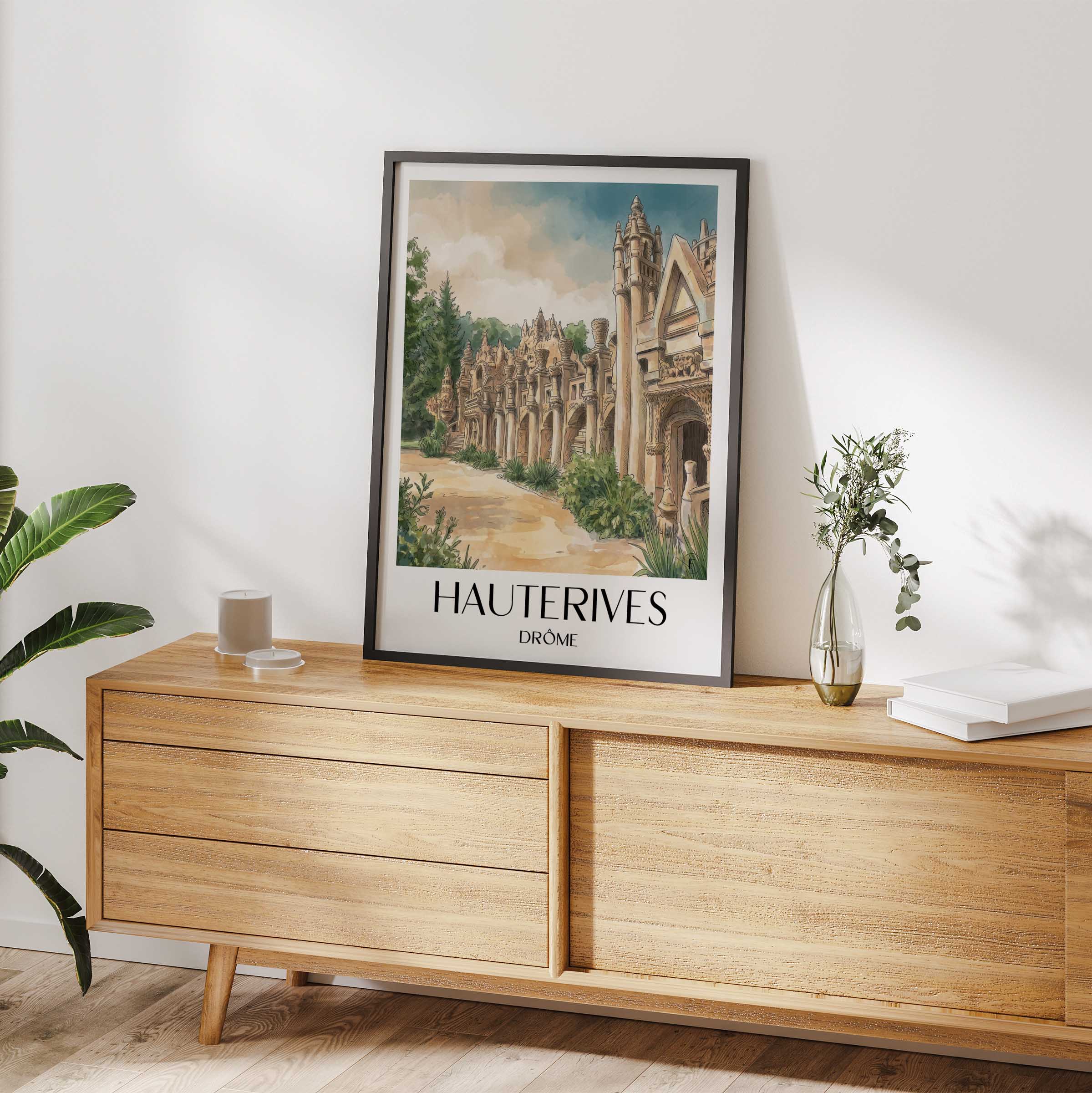 hauterives-drôme-frankreich-poster-aquarell