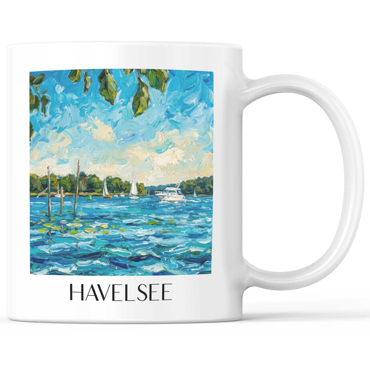 Havelsee Kaffeebecher - Havelland - Deutschland Becher - Kaffeetasse im Ölgemälde Stil - favplace