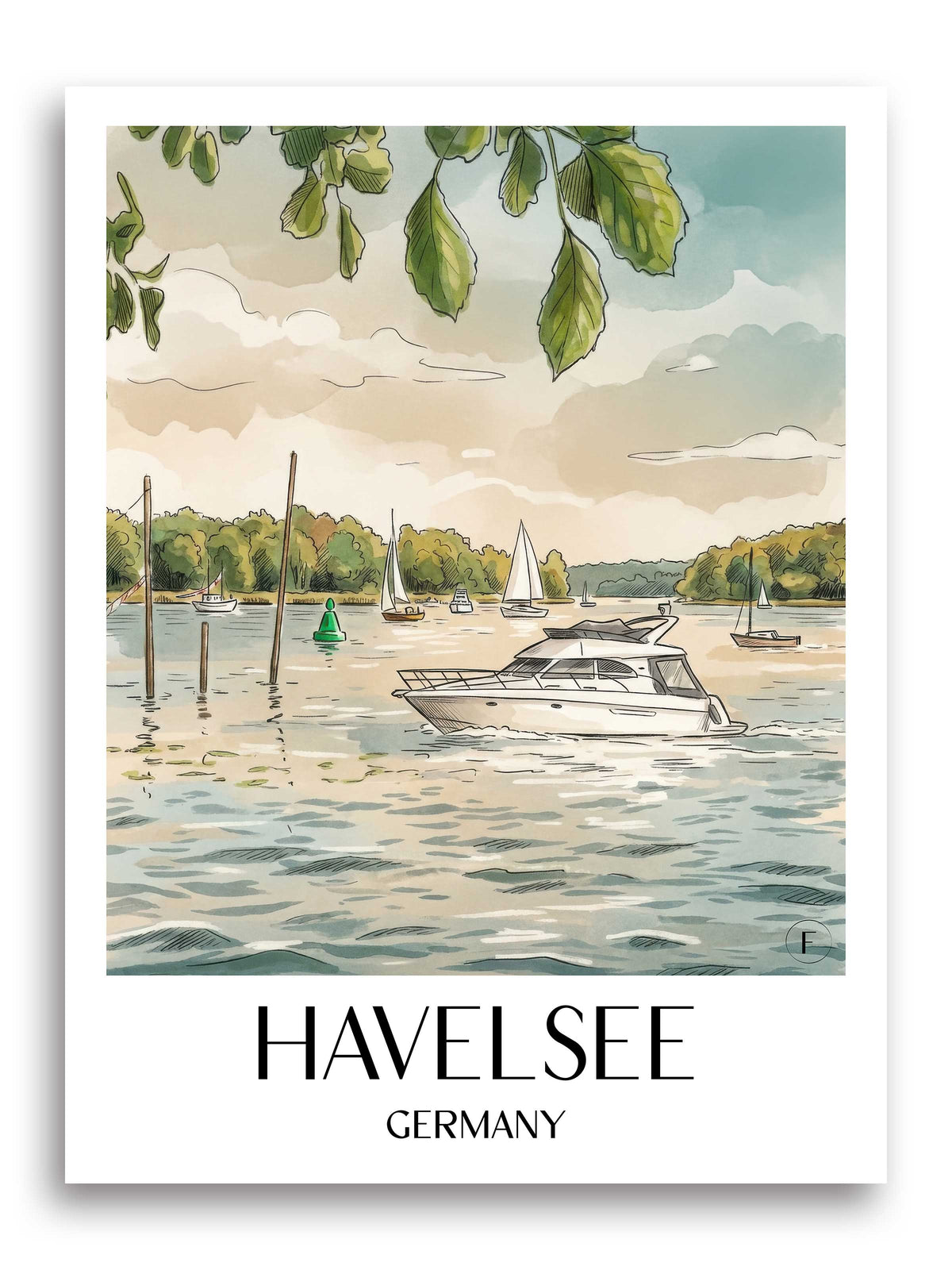Havelsee Poster - Havelland - Deutschland Kunstdruck - Aquarell von A4 bis A1 - favplace