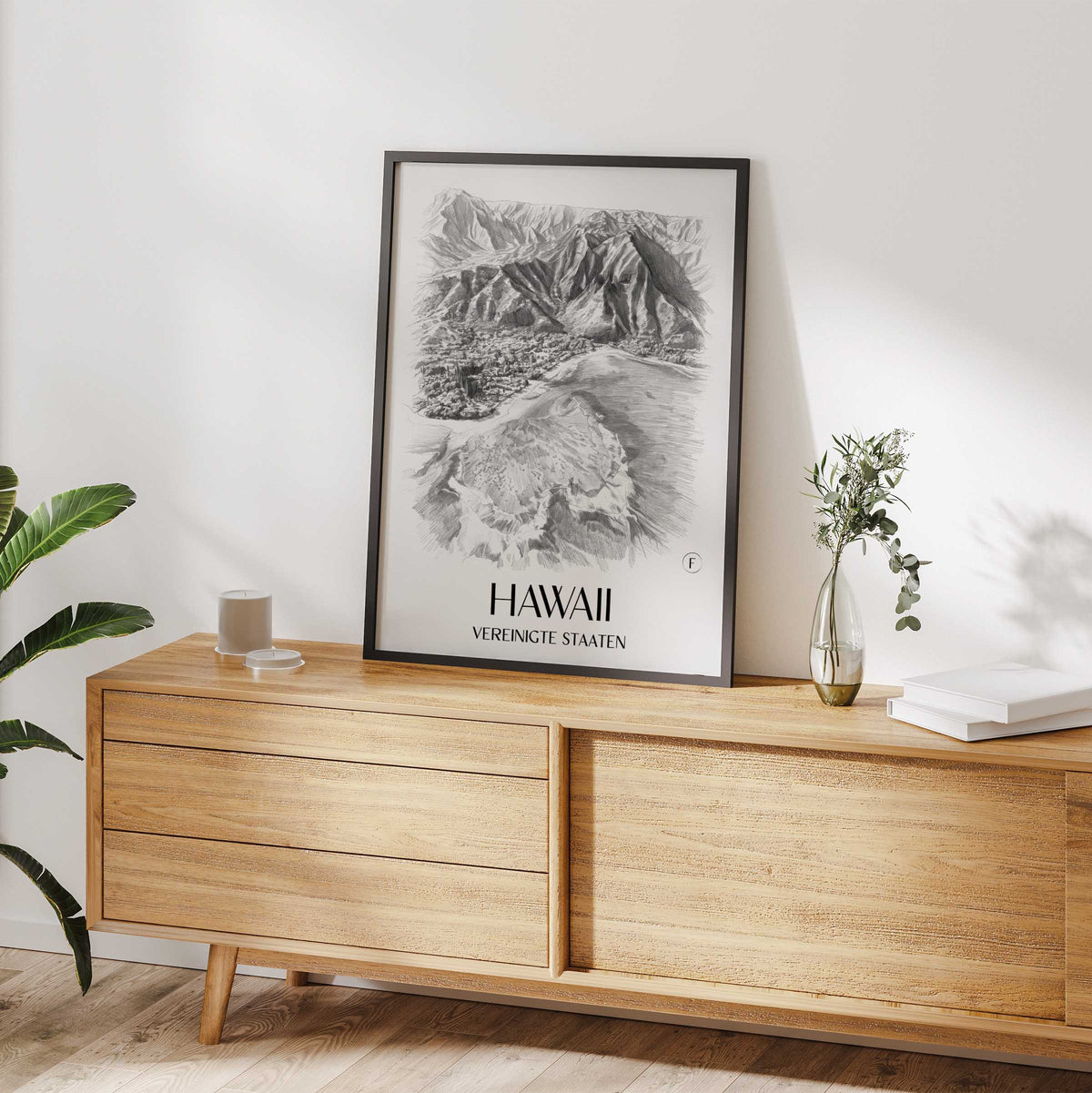 hawaii-vereinigte-staaten-poster-bleistift-zeichnung-drawing