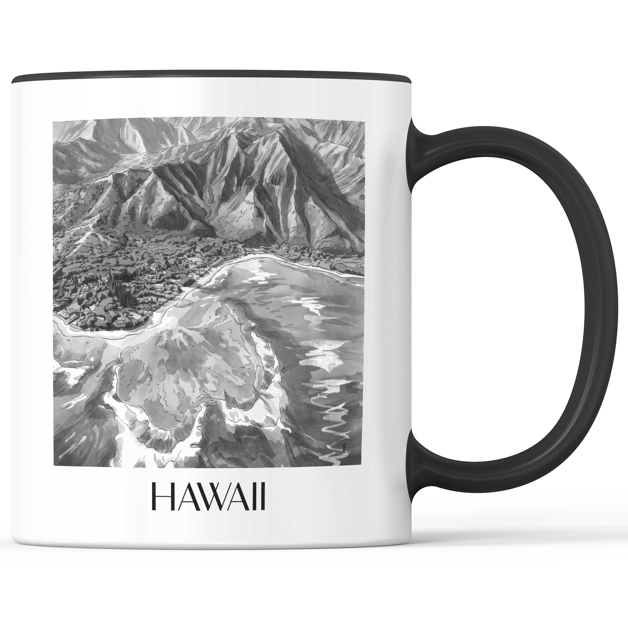 hawaii-vereinigte-staaten-kaffeebecher-aquarell-schwarz-weiss